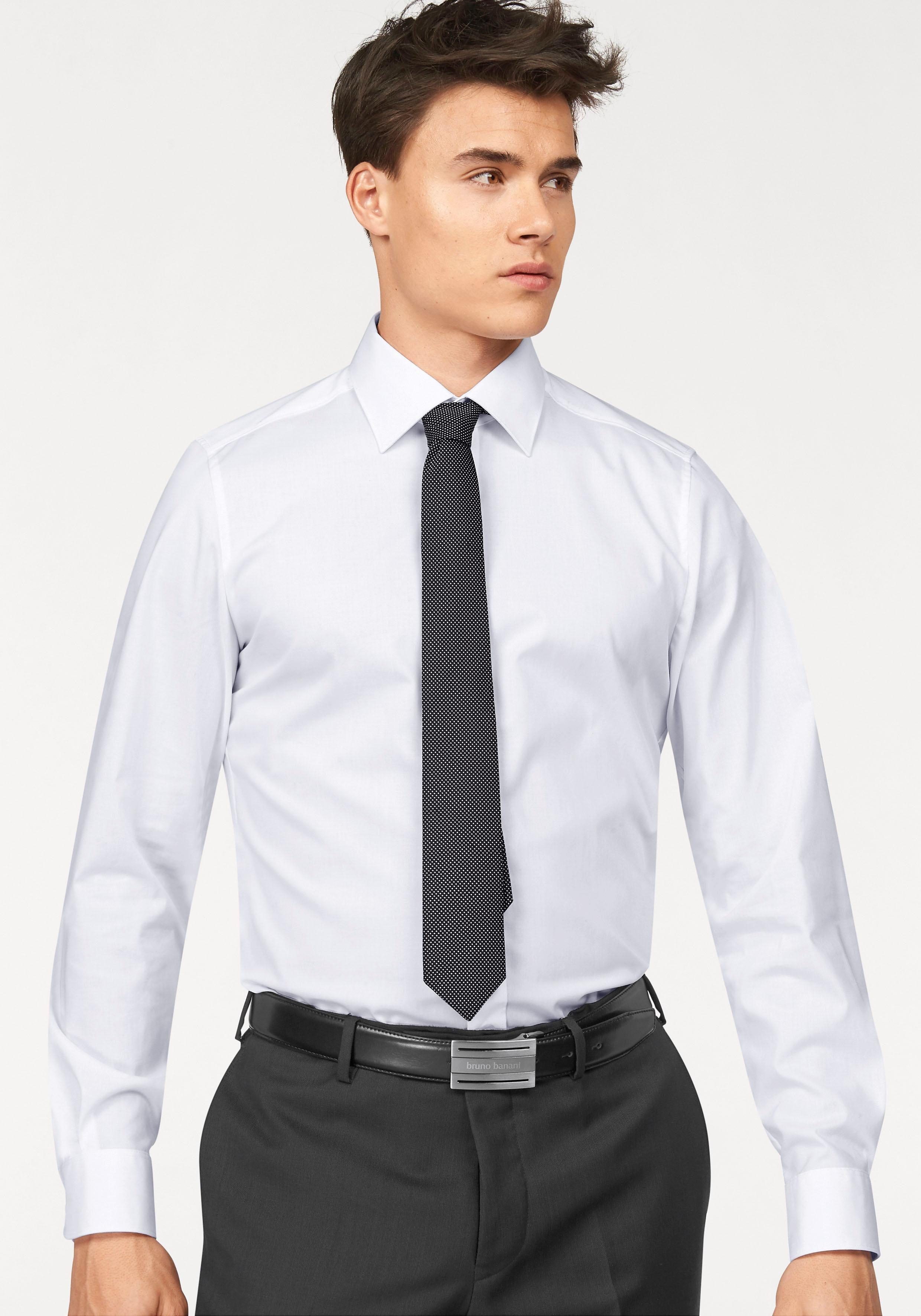 Bruno Banani Langarmhemd Slim-fit Formbeständig durch Elastananteil