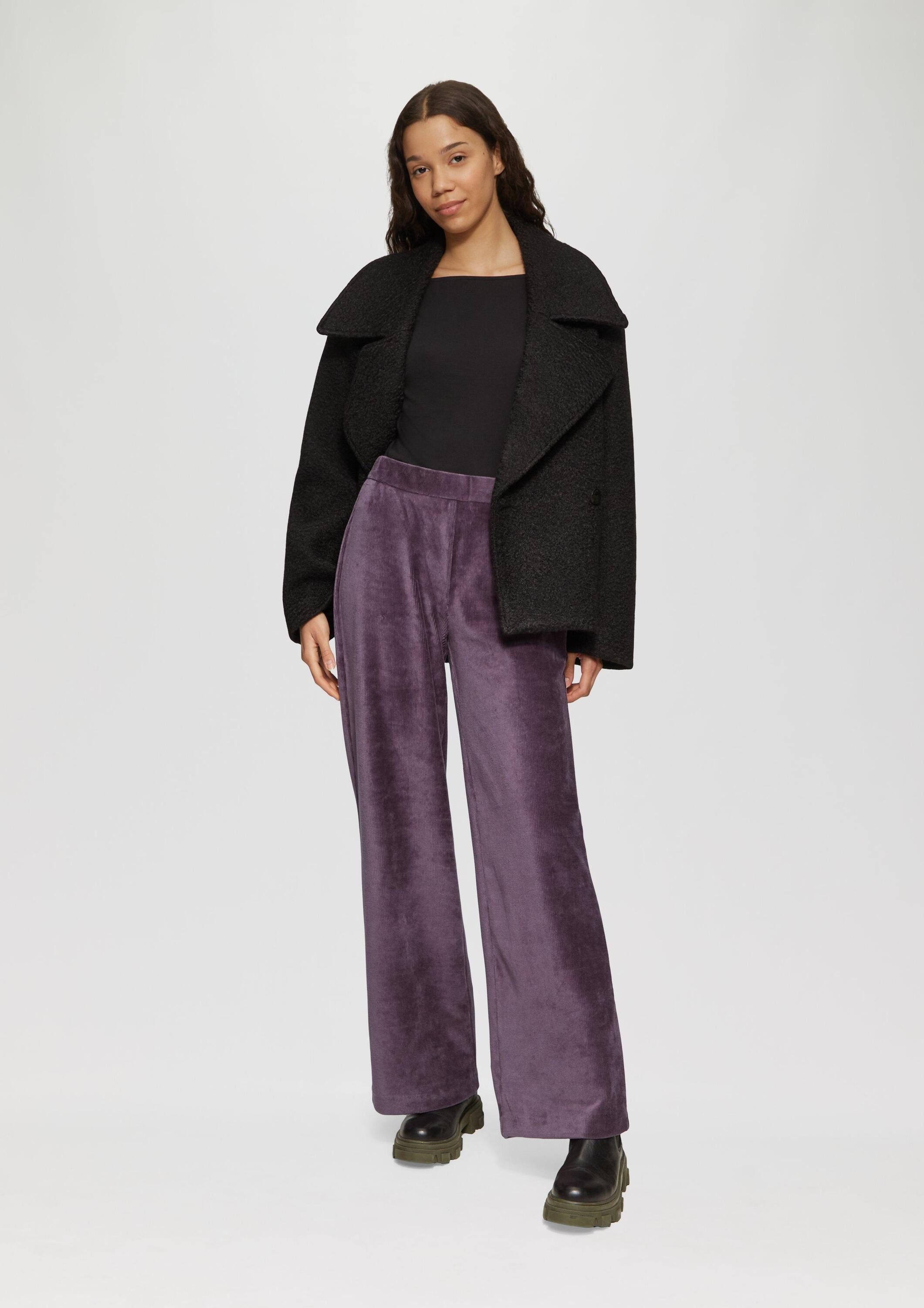 QS Chinos Hose Elastische Wide Leg-Hose in Cordoptik