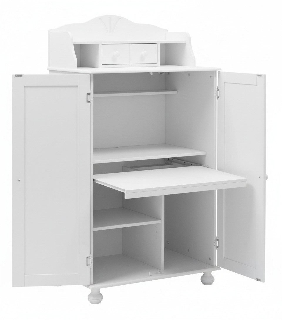 Clever-Moebel Computerschrank Computerschrank Massivholz Kiefer, Sekretär & Büroschrank, PC Schrank Breite: 83cm, Tiefe: 57cm, Höhe: 123,5-154cm