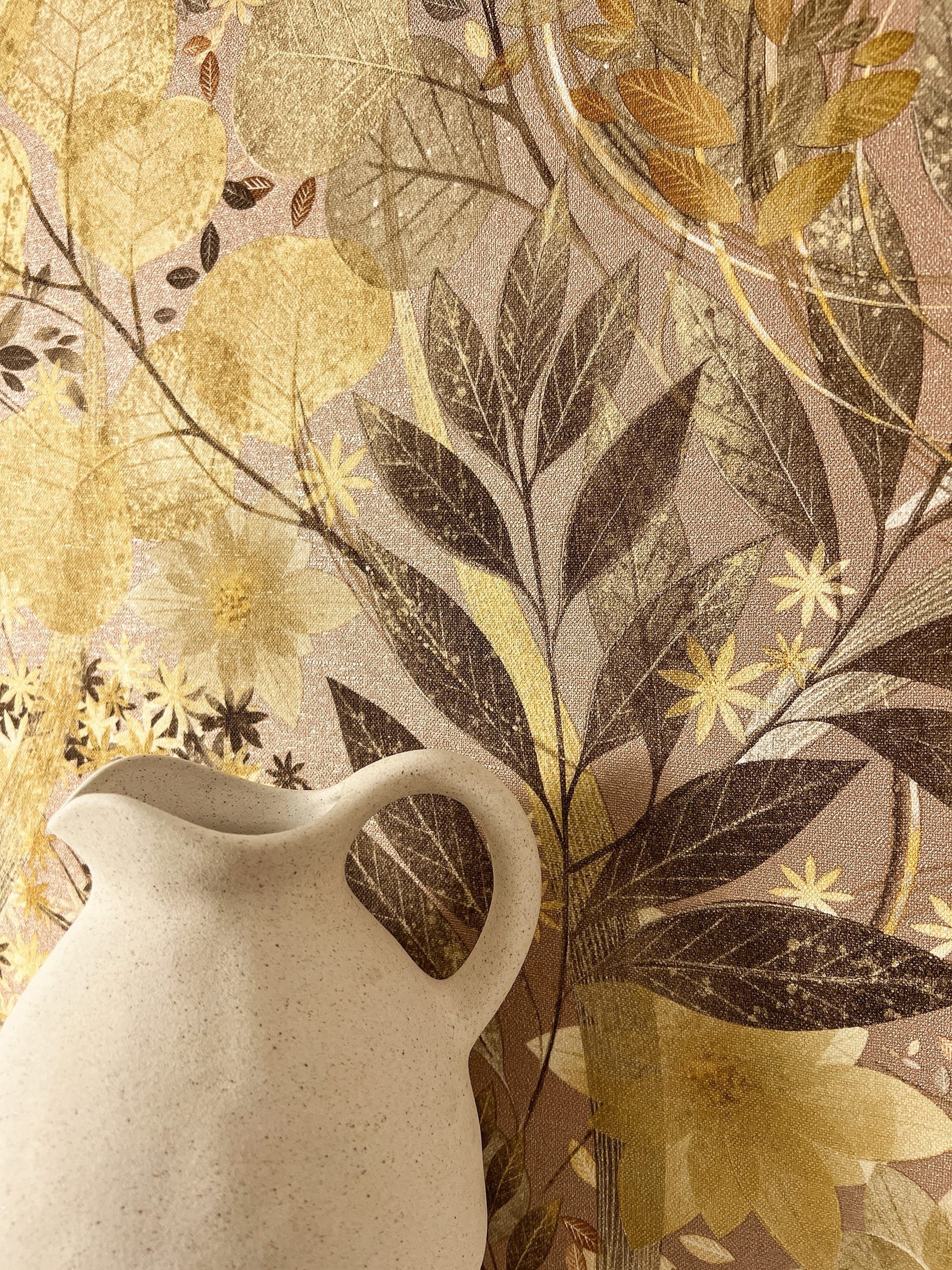 Newroom Vliestapete Amelle Ocker Tapete Mustertapete Blumen, Blätter, Flora günstig online kaufen