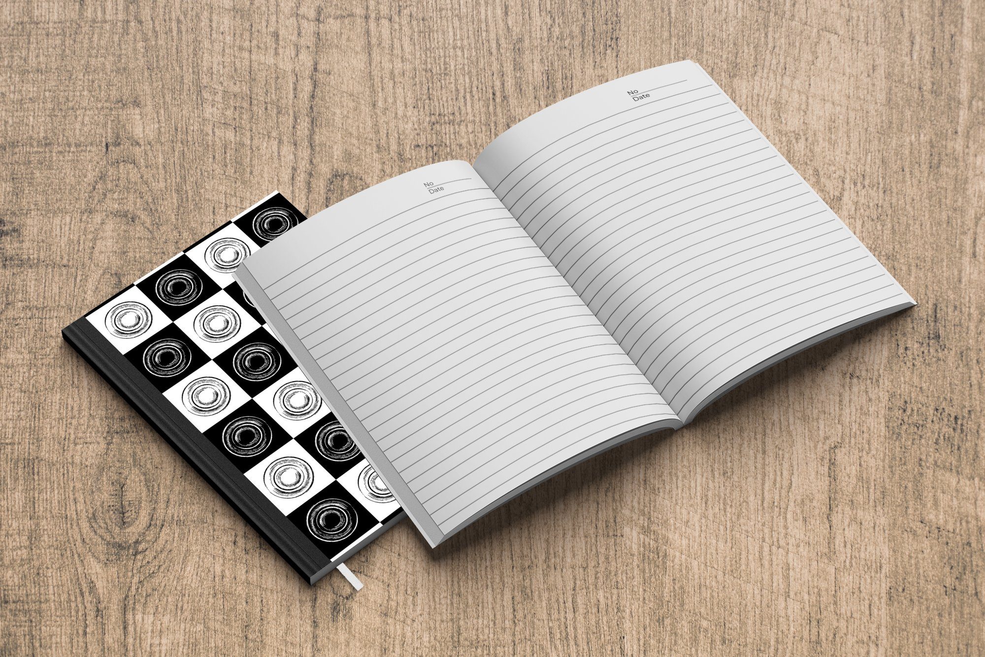 98 Muster - Schwarz Notizbuch A5, MuchoWow Notizheft, Weiß, und Seiten, - Merkzettel, Tagebuch, Schachbrett Journal, Haushaltsbuch