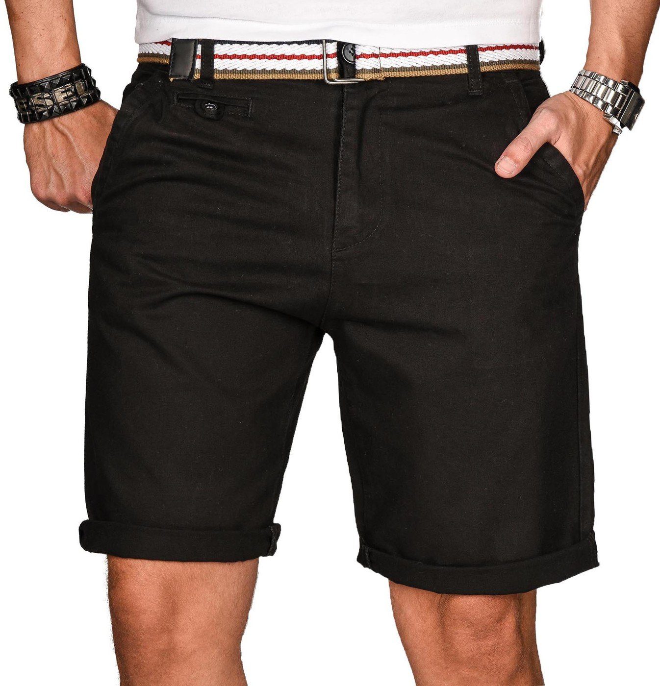 Shorts ASCamillo Alessandro passendem Salvarini schwarz Gürtel inklusive