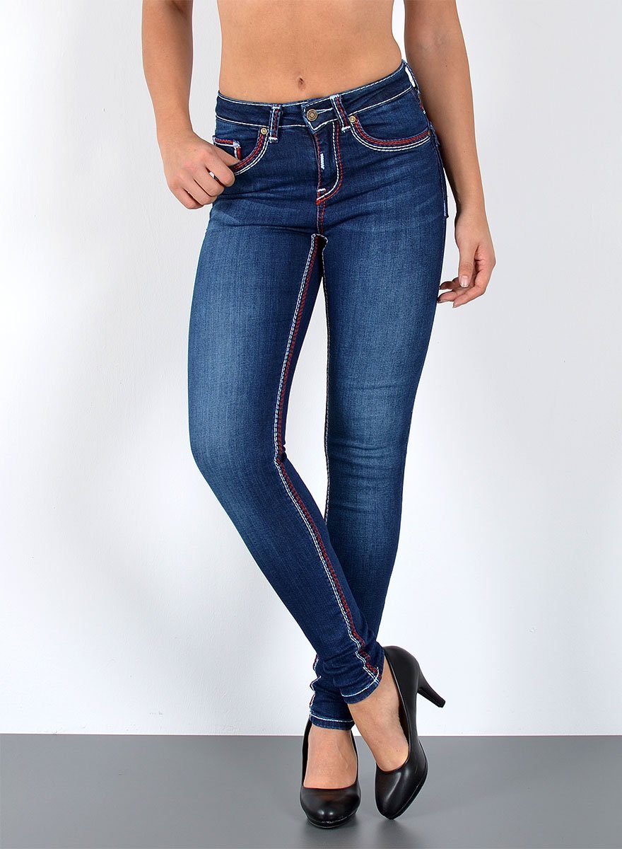 Skinny-fit-Jeans Jeans Damen Skinny Hose High Waist Jeanshose dicke Naht Jeans Skinny