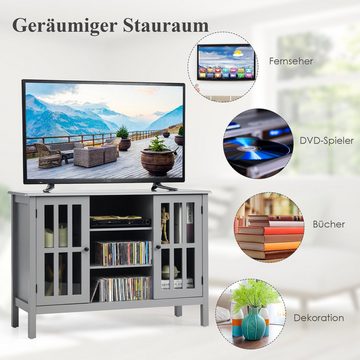 COSTWAY TV-Schrank 3-stufig, mit Türen und Regalen, 109 x 40 x 77 cm