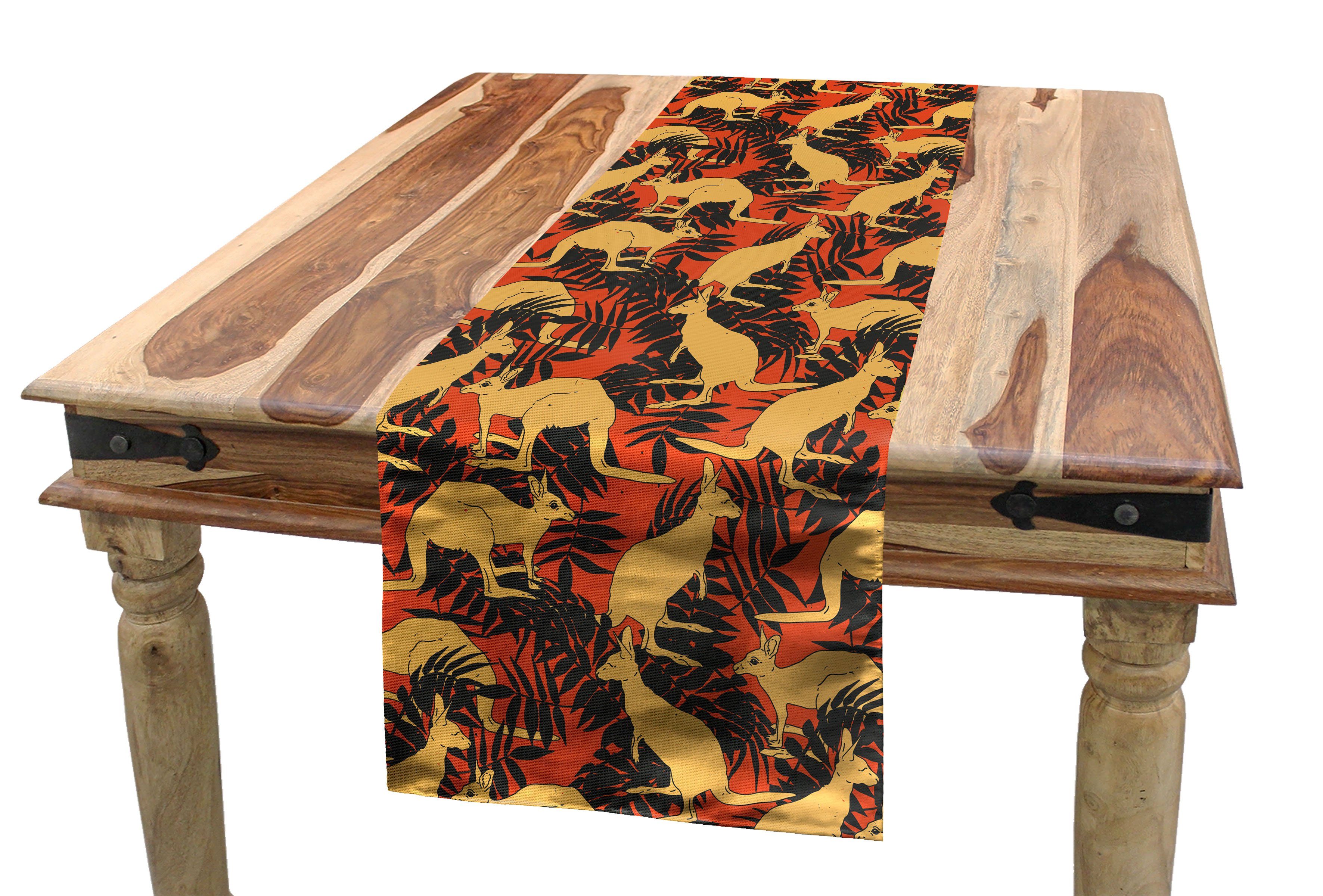 Abakuhaus Tischläufer Esszimmer Küche Tischläufer, Rechteckiger Palmblätter und Känguru Tiere Dekorativer