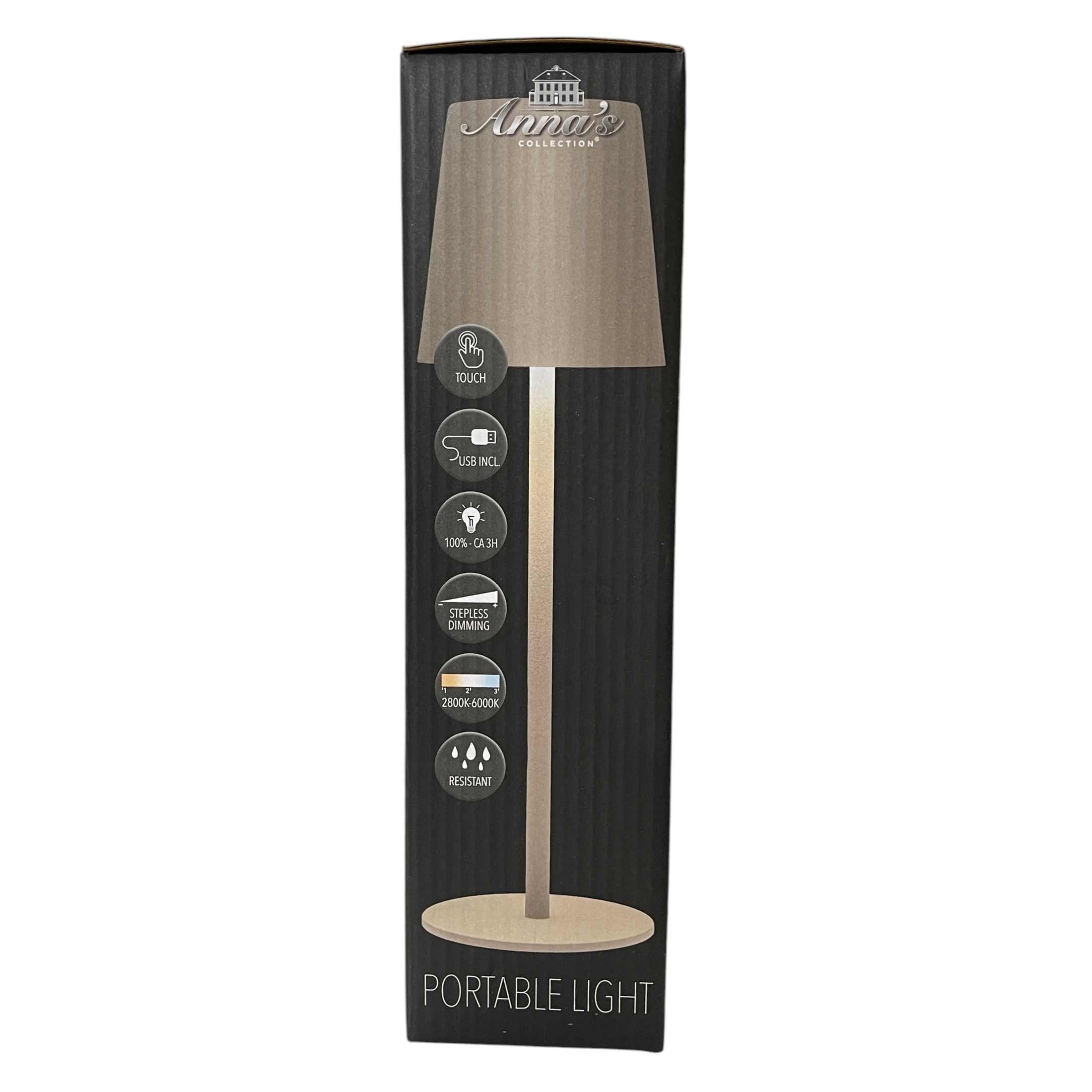 Coen Bakker LED Tischleuchte Portable Light, Dimmfunktion, LED, warmweiß, kaltweiß, neutralweiß, USB touch Dimmer außen sand 27,5cm 34 LEDs