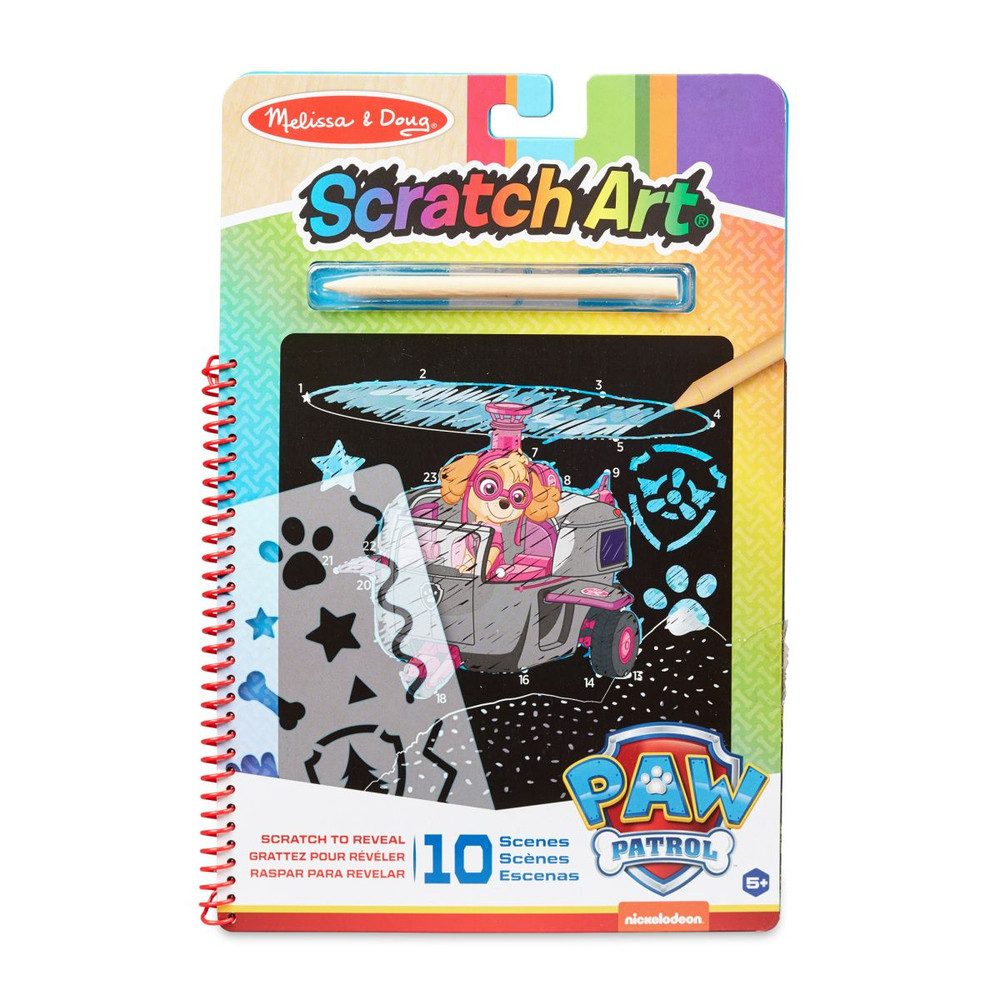 Melissa & Doug Kreativset Paw Patrol - Scratch Art® - Kratzmalbuch mit Stift - Skye