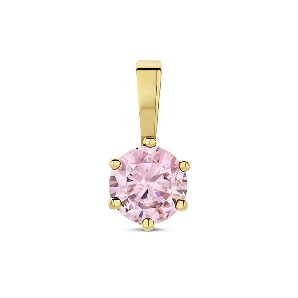 NICEANDnoble Kettenanhänger 585er Gelbgold Kettenanhänger mit turmalinfarbenem Zirkonia