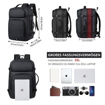 NULSTA Rucksack Großer Laptoprucksack Erweiterbarer Wasserdicht Tagesrucksack (Für Laptop bis 15,6,16,17 Zoll), Handgepäck Laptop Rucksack mit USB-Ladeanschluss