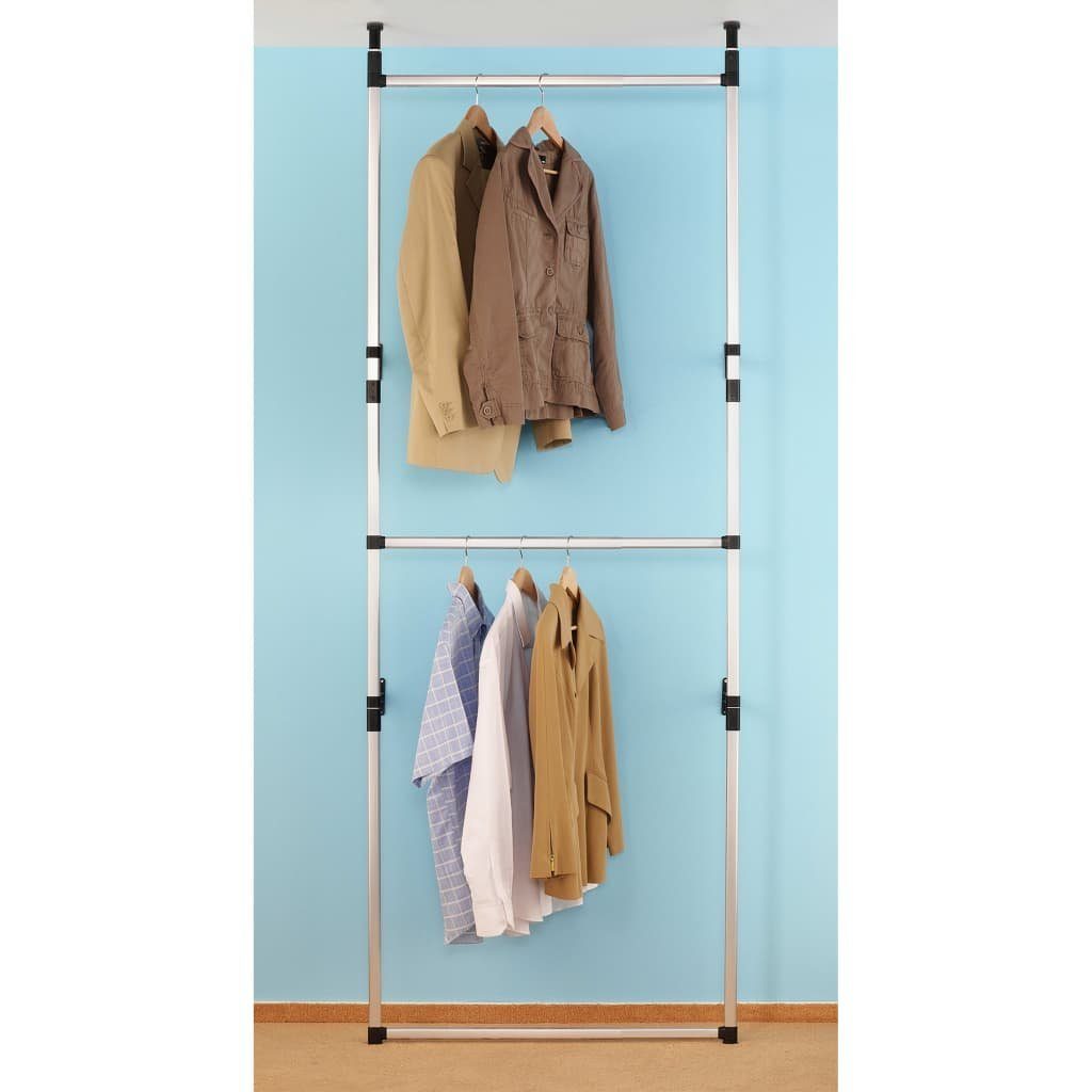 furnicato Stangen Aluminium Kleiderschrank Teleskop-Garderobe mit