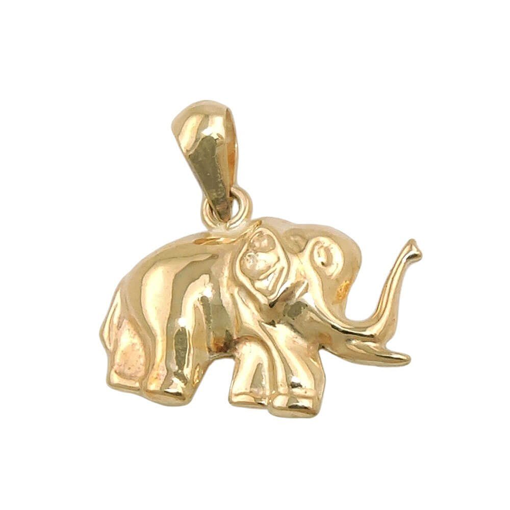 9Kt Gold 375 Gelbgold Anhänger Gold Krone Elefant, aus 375 Elefant 15x12mm Schmuck Kettenanhänger