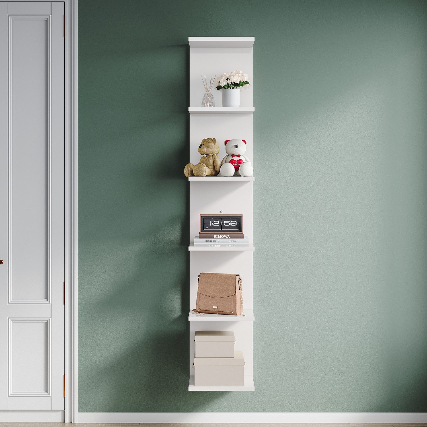 SONNI Eckregal Eckregal Mit 5 Gittern, Schweberegal, Aufbewahrungsregal, 160x30x23cm Bücherregal, Corner Shelf
