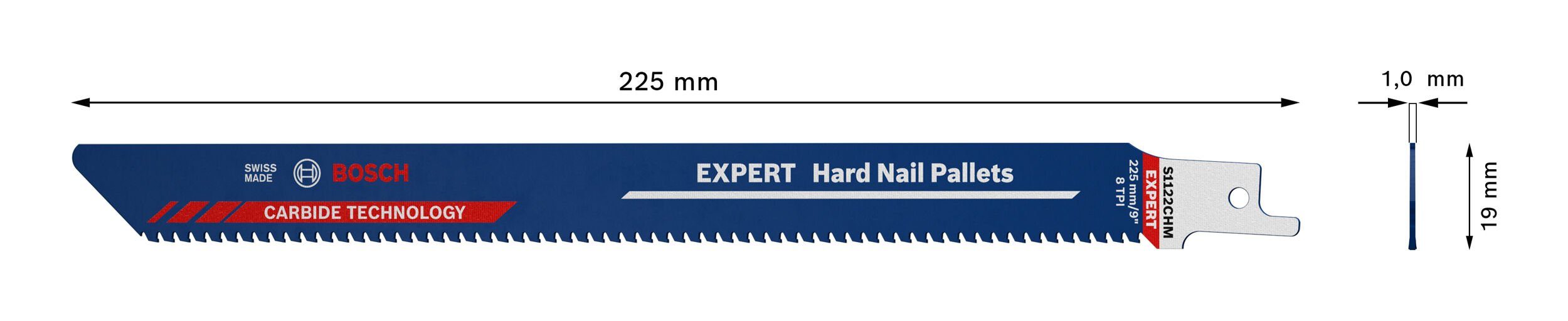 BOSCH Säbelsägeblatt Expert Hard Nail Pallets, Expert S 1122 CHM Endurance  for HardNail Pallets, Reparaturnägel für weiche und harte Paletten,  hervorstehend oder in Holz