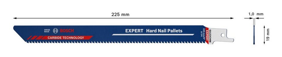 BOSCH Säbelsägeblatt Expert Hard Nail Pallets, Expert S 1122 CHM Endurance  for HardNail Pallets, Reparaturnägel für weiche und harte Paletten,  hervorstehend oder in Holz