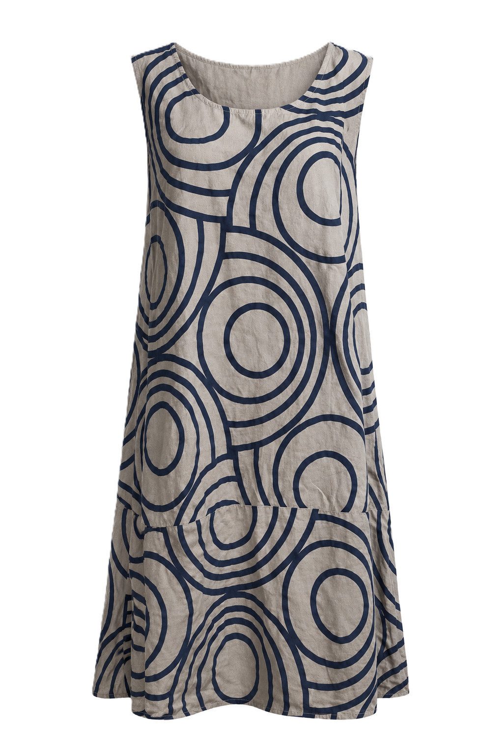 ITALY VIBES Sommerkleid - Midikleid - luftiges Baumwollkleid mit Kreisprint - Damen Kleid ONE SIZE - passend von Größen M bis XL