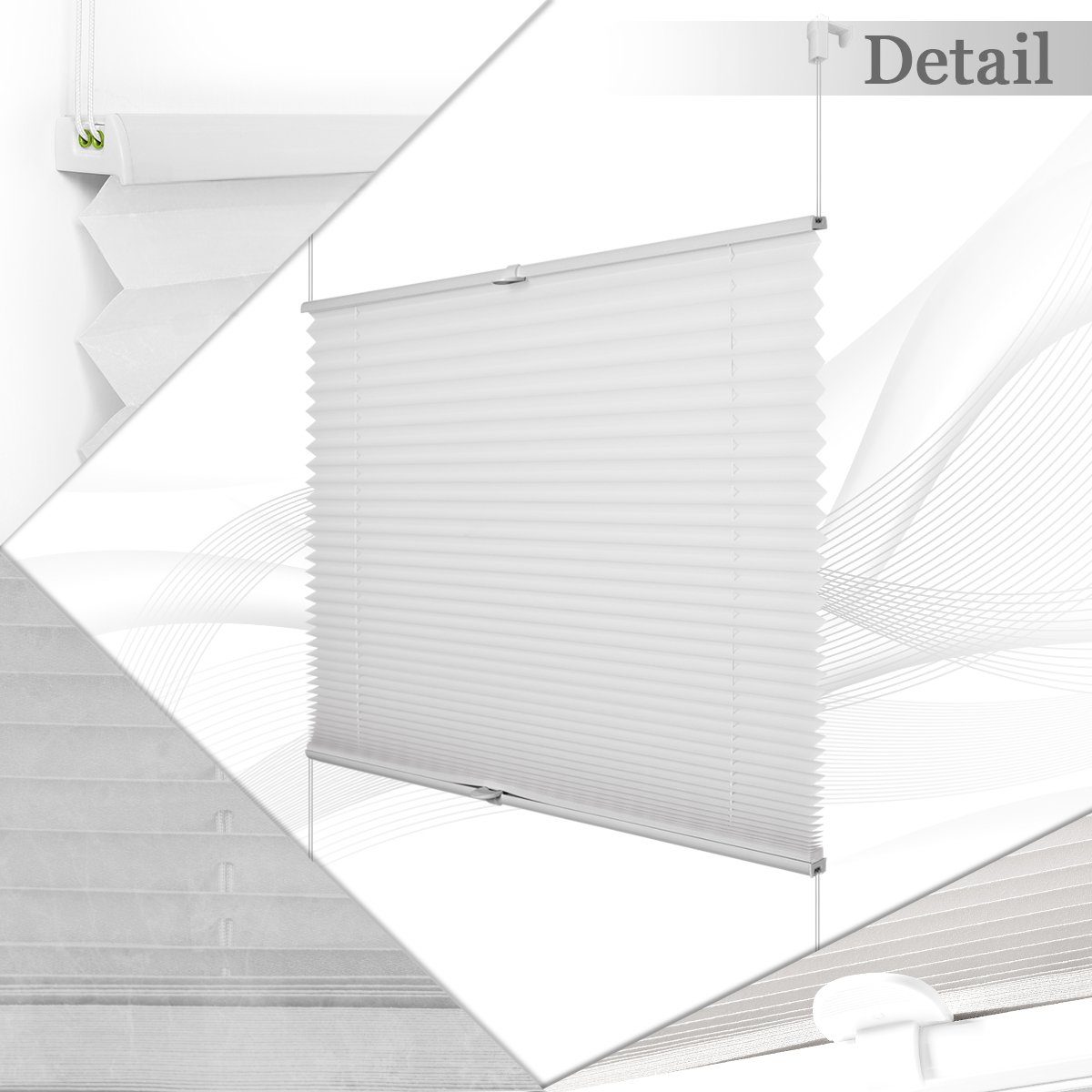 OUBO Plissee ohne Bohren Klemmfix, Sichtschutz und Sonnenschutz, Klemmtäger, Lichtdurchlässig Rollo für Fenster & Tür, Klemmfix, mitgelieferten, verstellbaren Klemmträger
