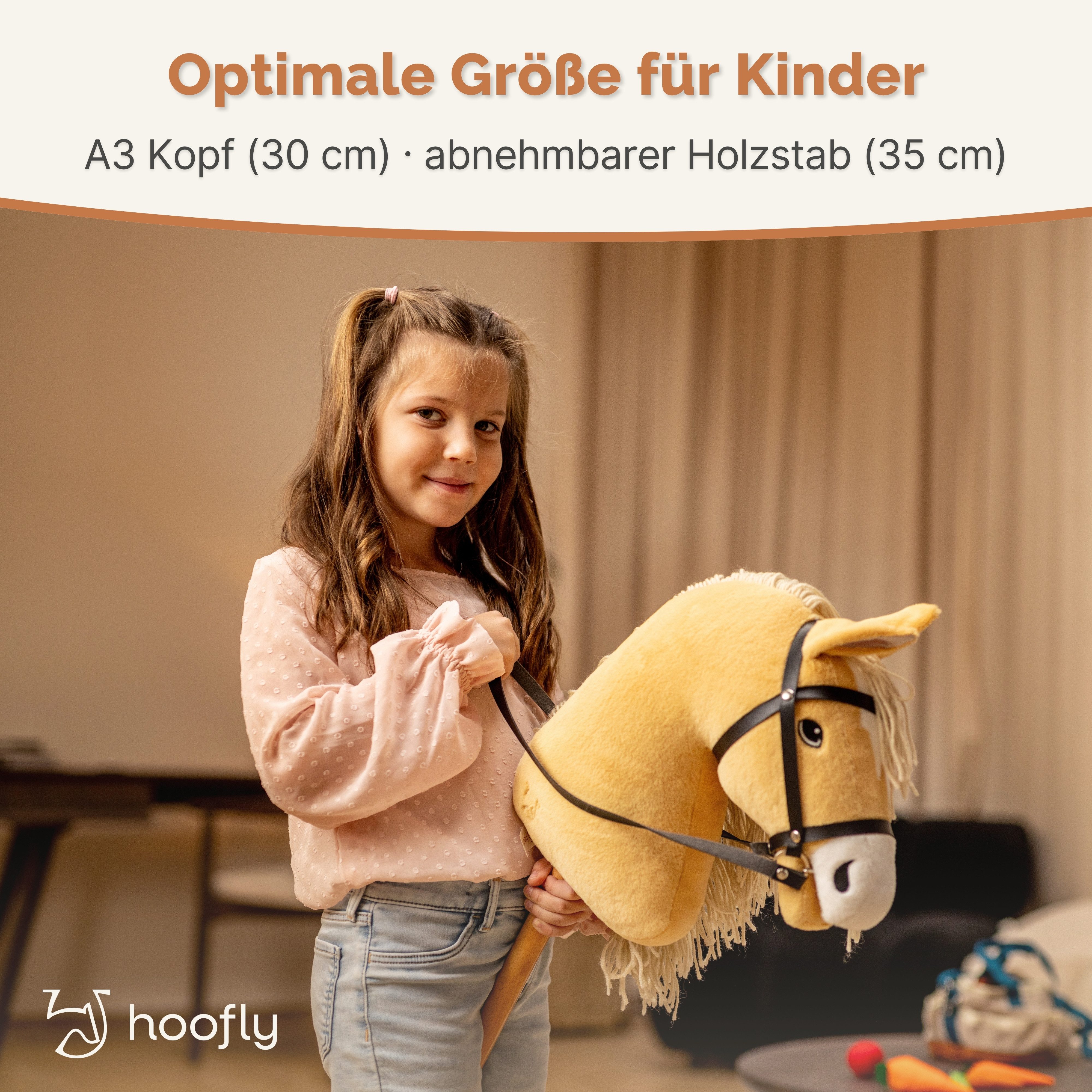 Hoofly Steckenpferd Hoofly® Hobby Horse Pferde Set, (mit Decke, Fliegenhaube, Trense & Schraubstab, Hobby Horsing, Steckenpferd), Abschraubbarer Stab