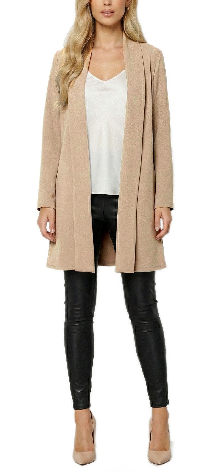 dy_mode Cardigan Damen Langcardigan offen Leichte Übergangsjacke für Frühjahr Sommer in Unifarben, Ohne Verschluss