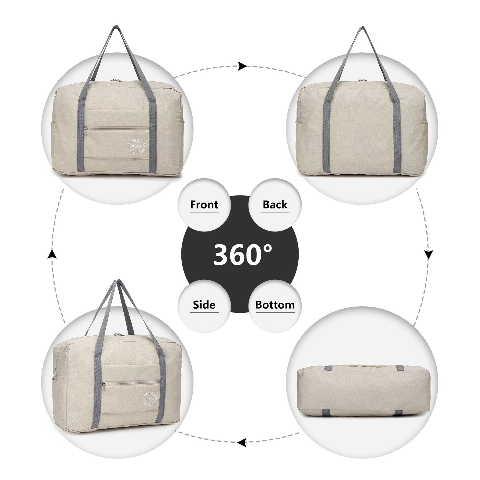 KONO Reisetasche Faltbare Wasserdichte Reisehandtasche – Für A4, 13,5“ Laptops & Reisen