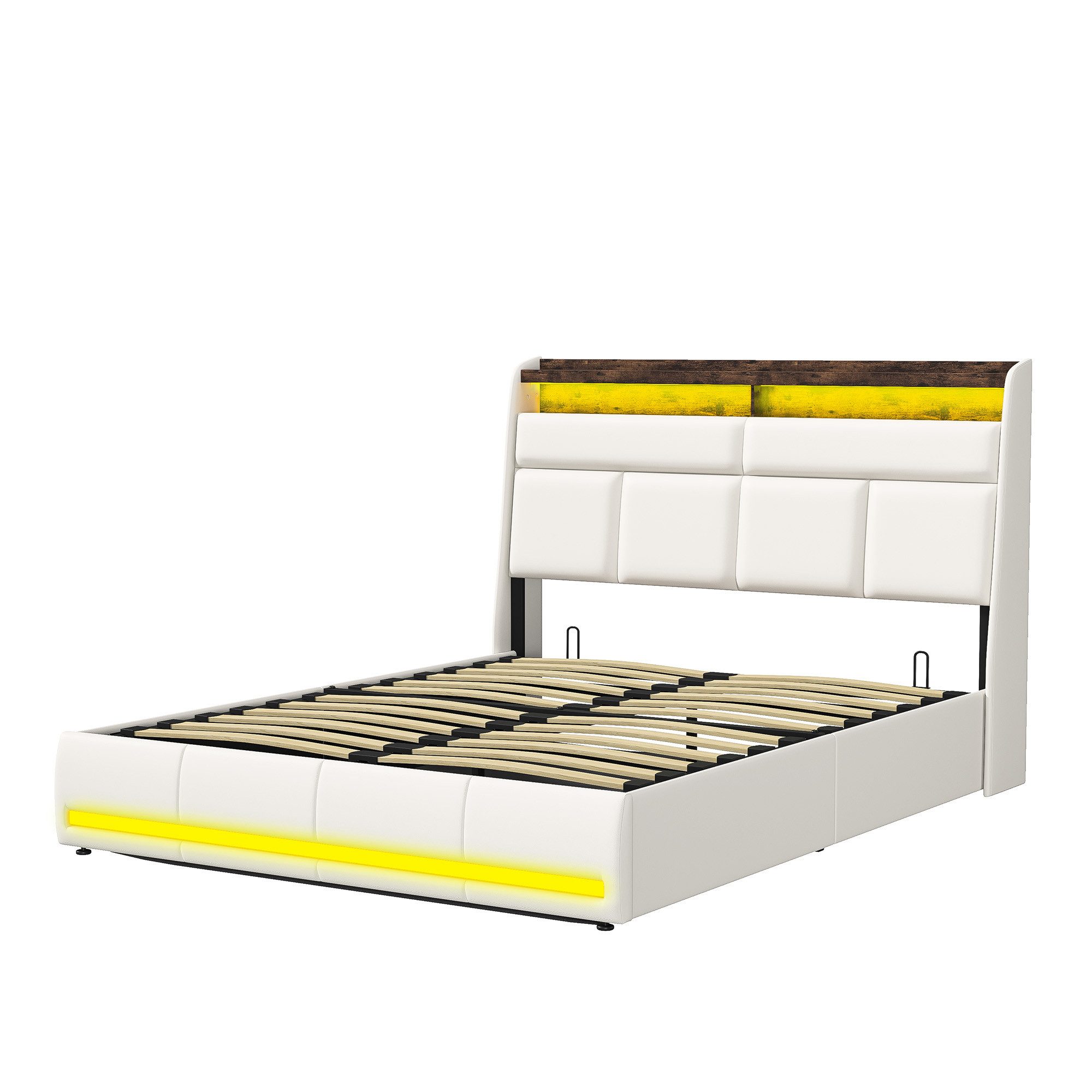 PXloue Stauraumbett Polsterbett Doppelbett, mit LED-Beleuchtung günstig online kaufen
