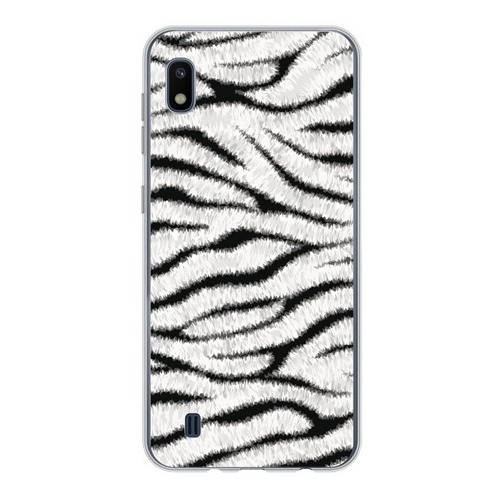 MuchoWow Handyhülle Tiermuster - Zebra - Weiß Handyhülle Samsung Galaxy A10 Smartphone-Bumper Print Handy