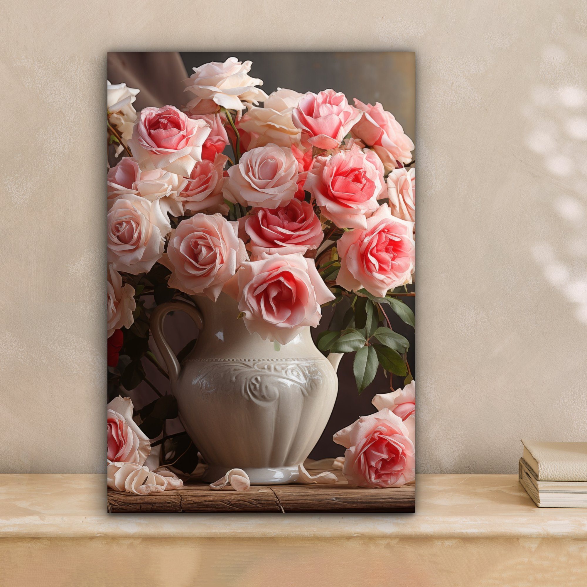 OneMillionCanvasses® Leinwandbild Blumen - Rosen - Vase - Stilleben - Blume günstig online kaufen