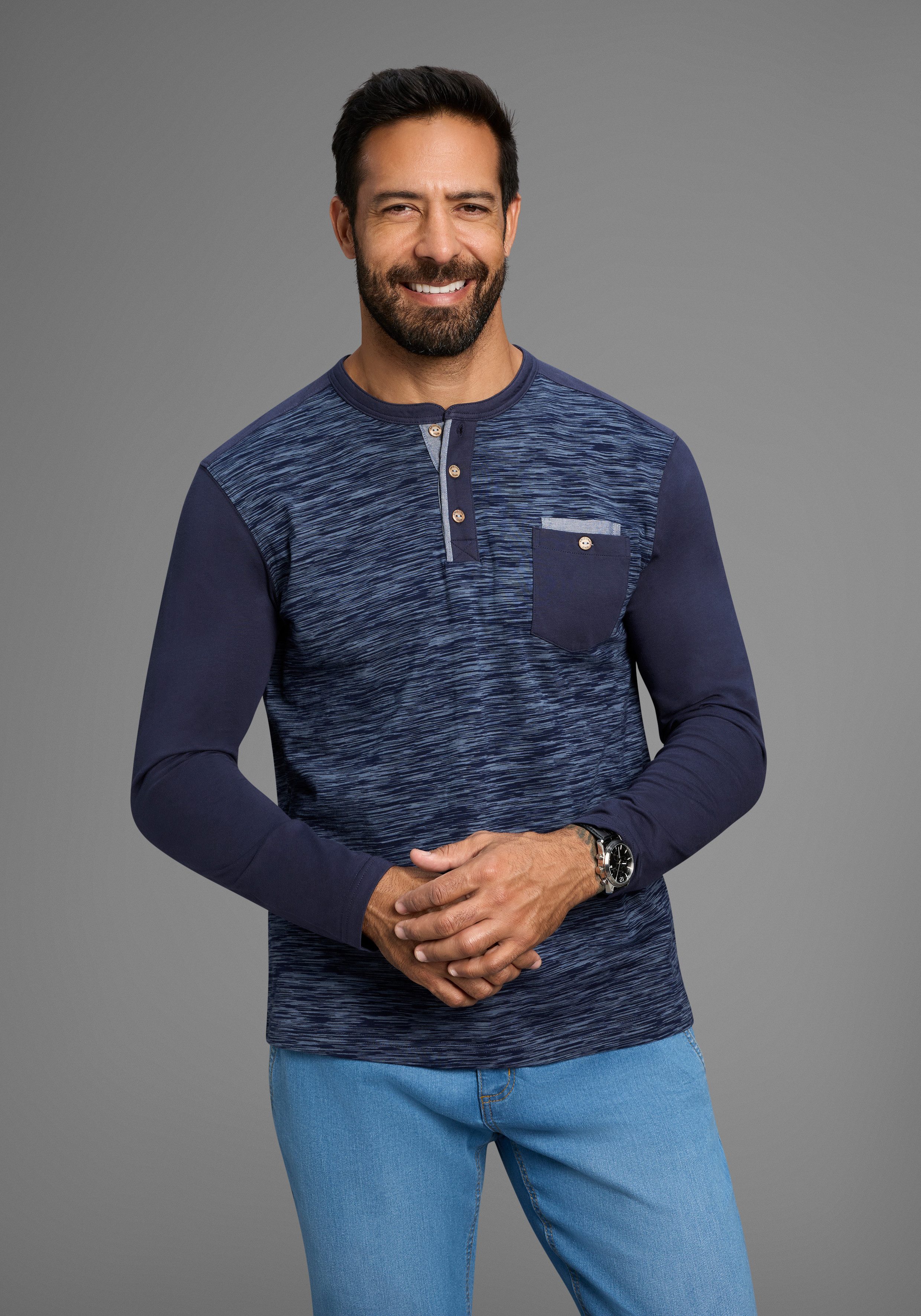 Arizona Longsleeve Langarm, melierte Optik, Rundhalsausschnitt günstig online kaufen