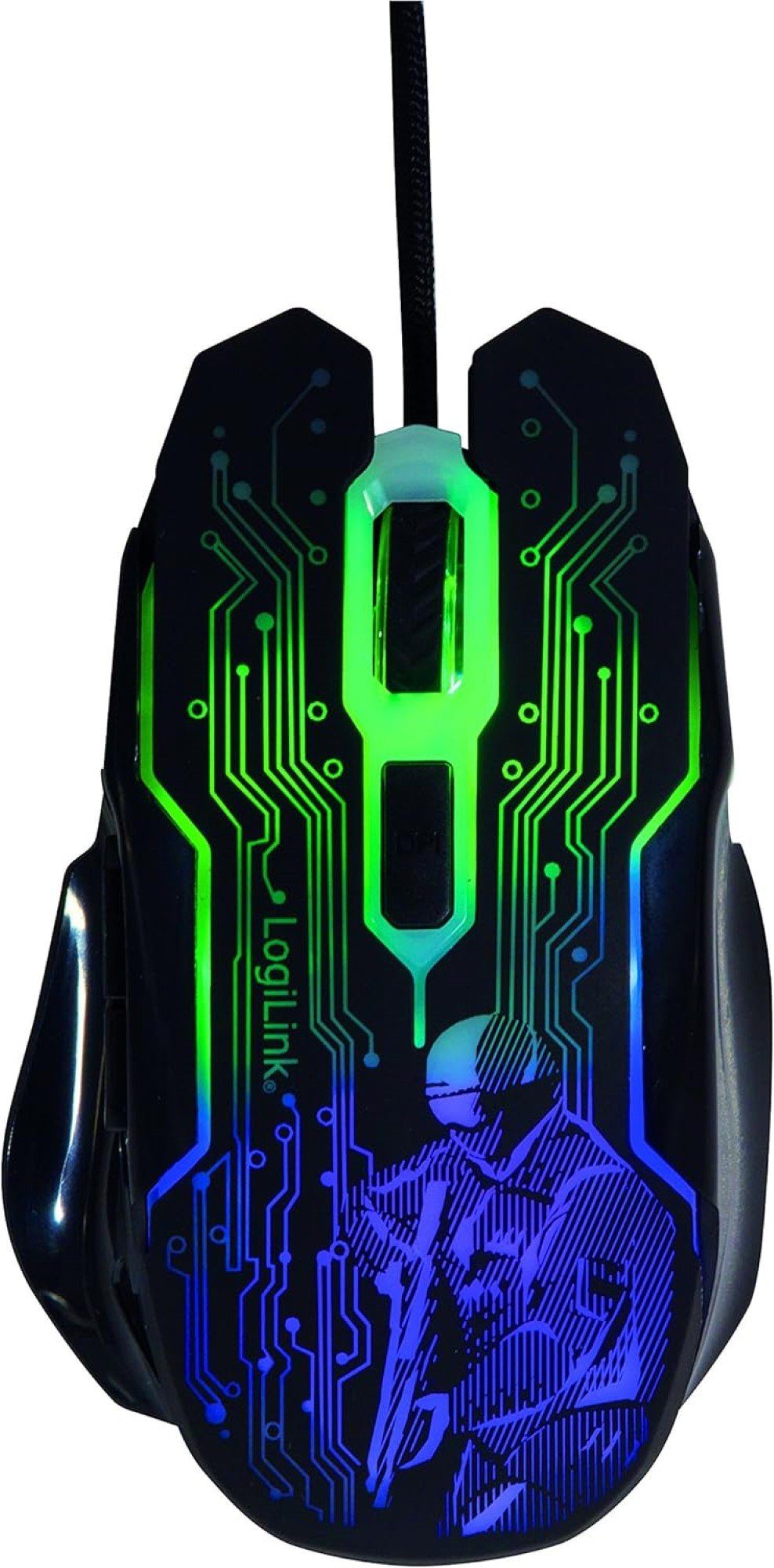 LogiLink Beleuchtete Gaming-Maus, USB, 6 Tasten, für PC und Computer Maus- und Mauspad-Set