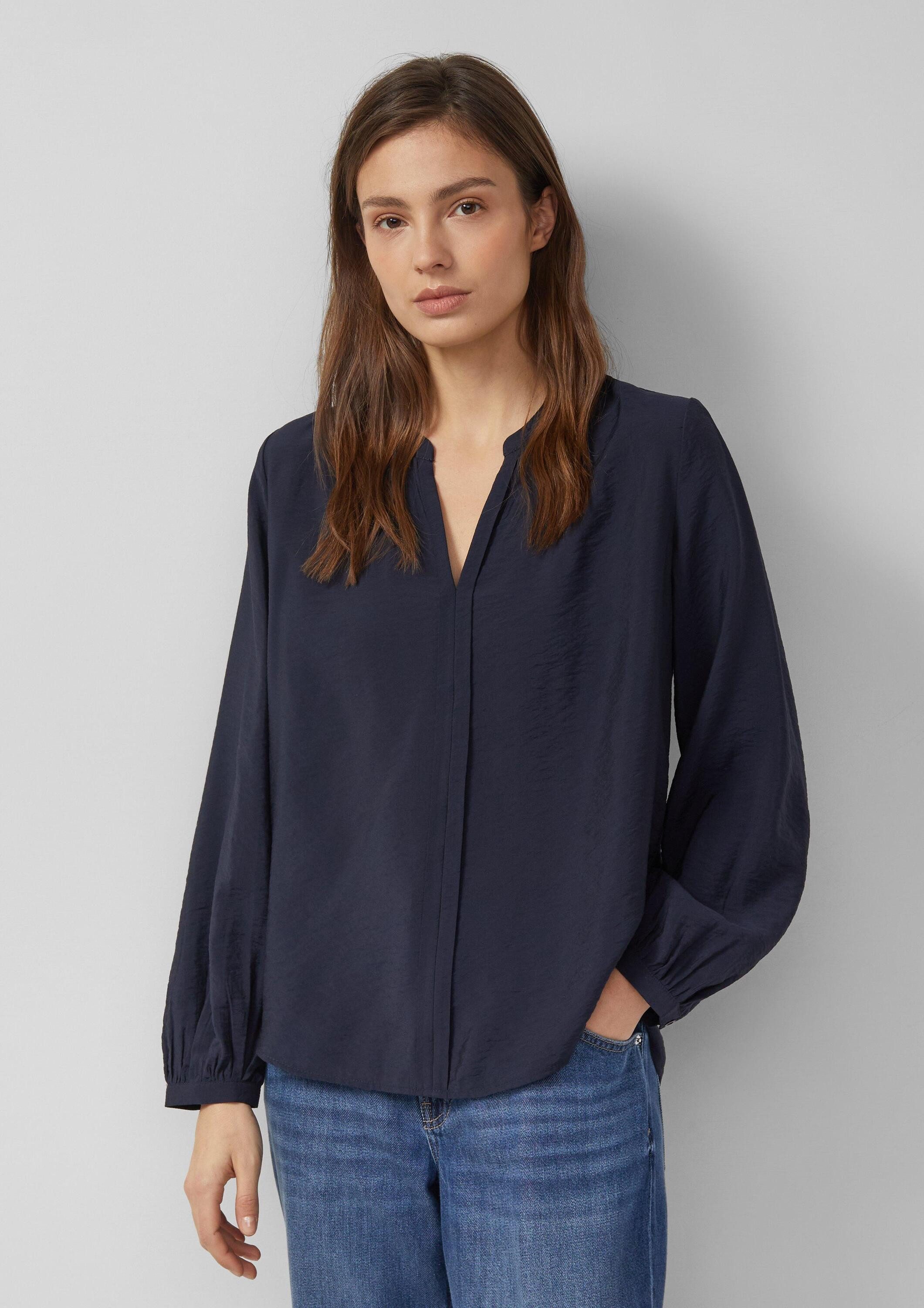s.Oliver Langarmbluse Bluse Viskosebluse mit Raffung und All-over-Print