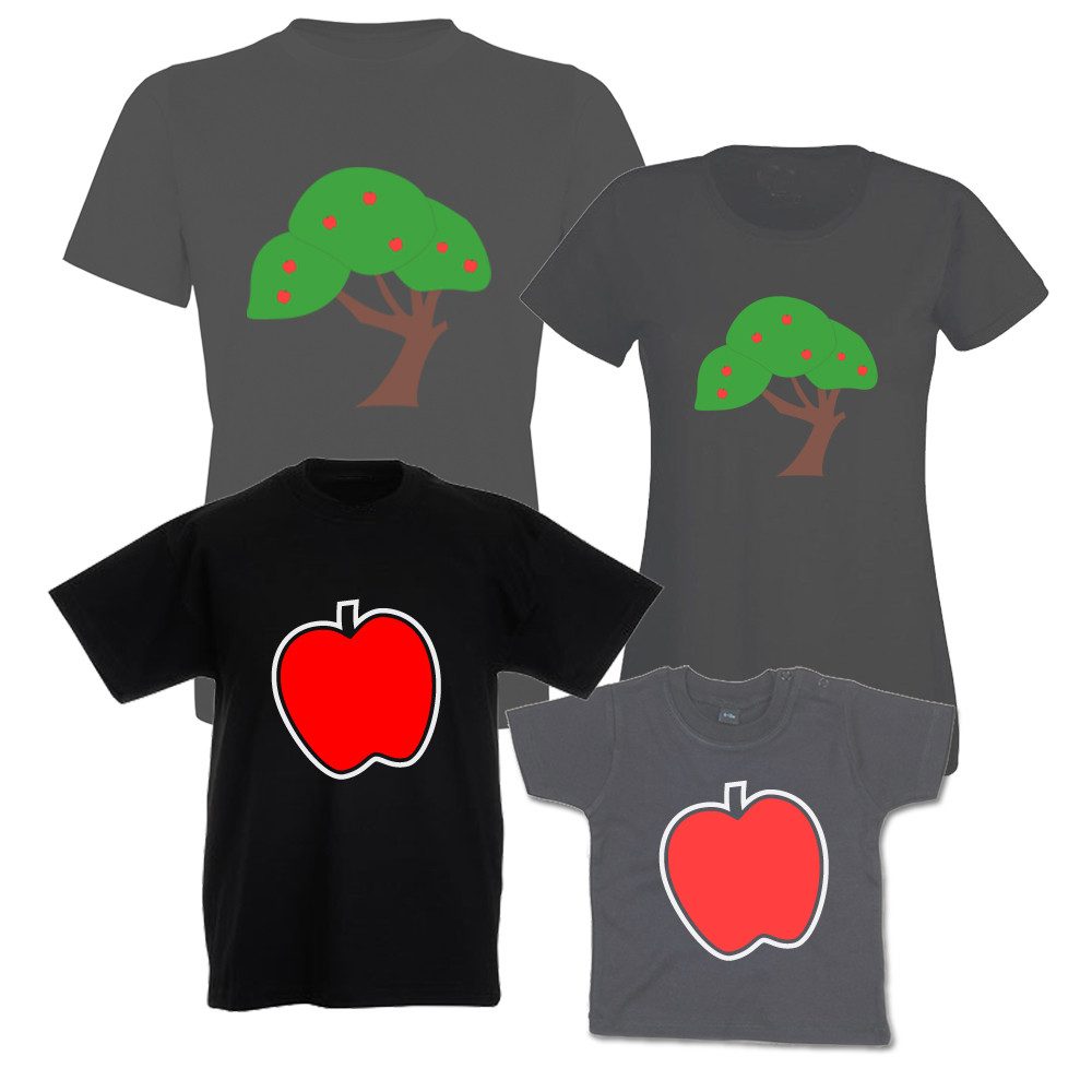 G-graphics T-Shirt Der Apfel fällt nicht weit vom Stamm - Apfelbaum & Apfel (Familienset, Einzelteile zum selbst zusammenstellen) Kinder- & Erwachsenen-T-Shirt-Set mit Frontprint