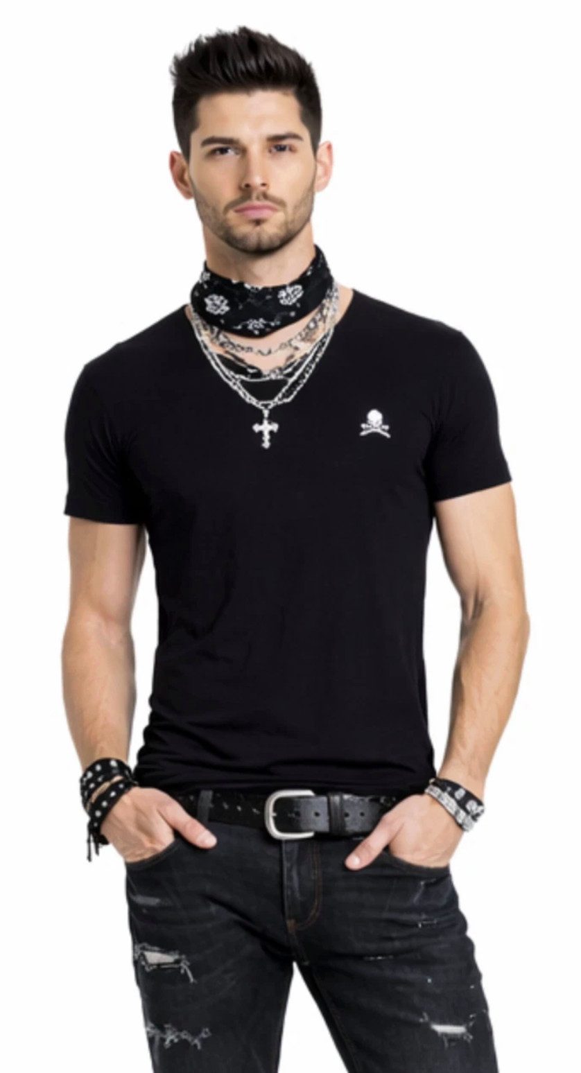 Philip Plein T-Shirt Herren V-Neck Retro Slim fit in bedruckter PP Geschenkbox