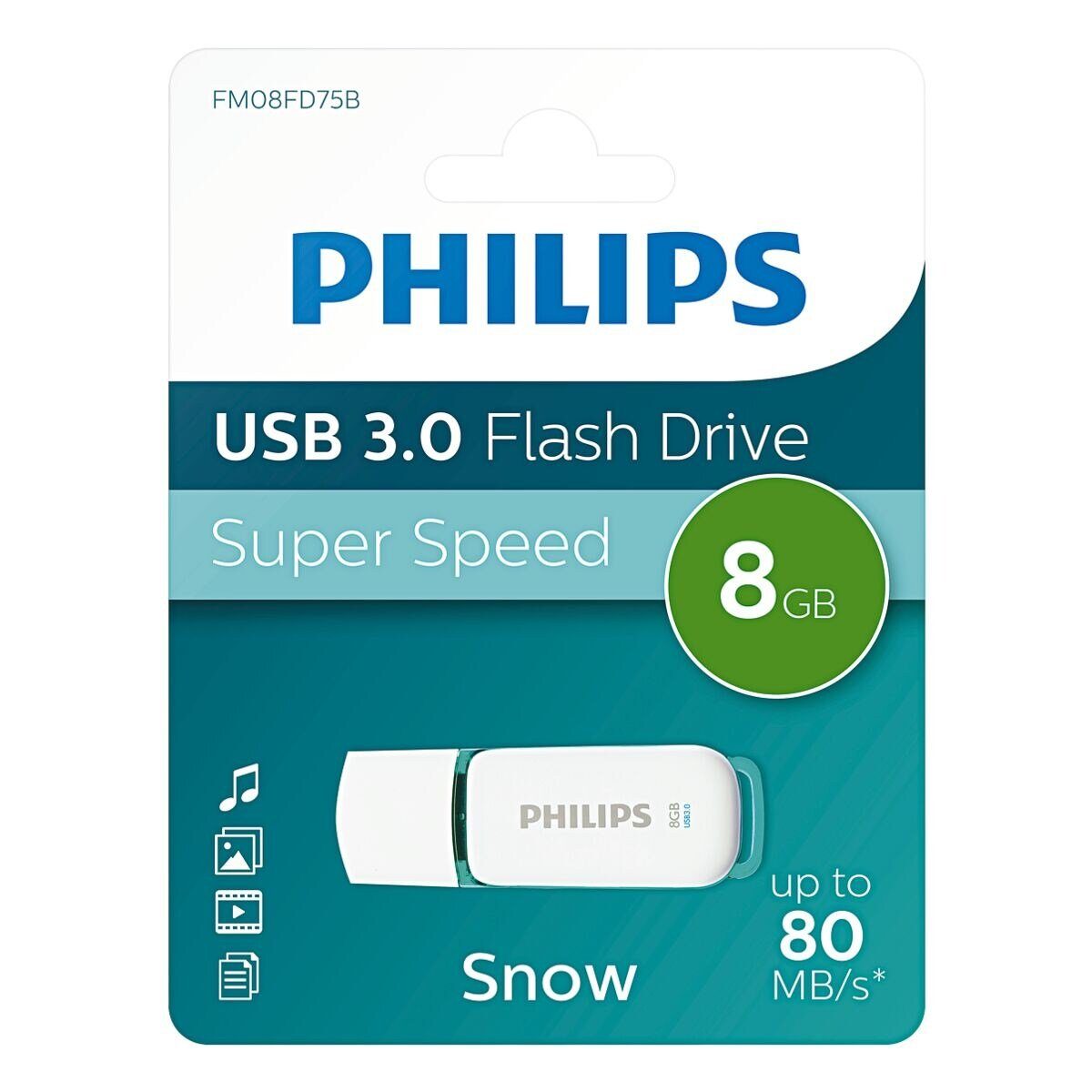 Philips Snow USB-Stick (Lesegeschwindigkeit 55 MB/s, mit Befestigungsöse und LED-Anzeige)