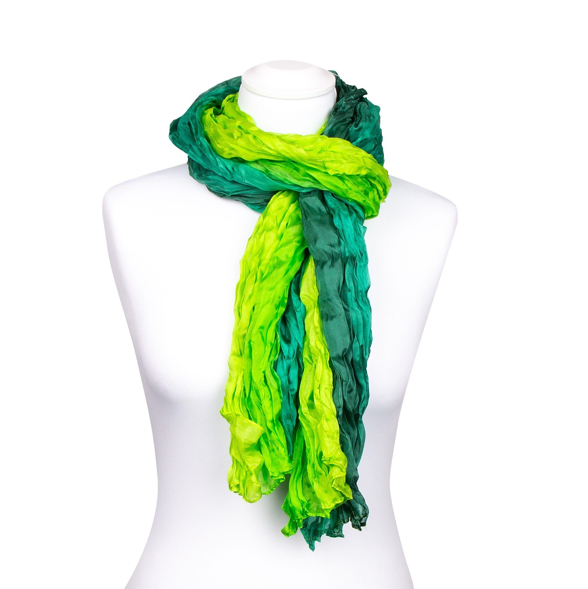 Silkroad Seidenschal Knitterschal Halstuch Schal XXL Farbverlauf Grün