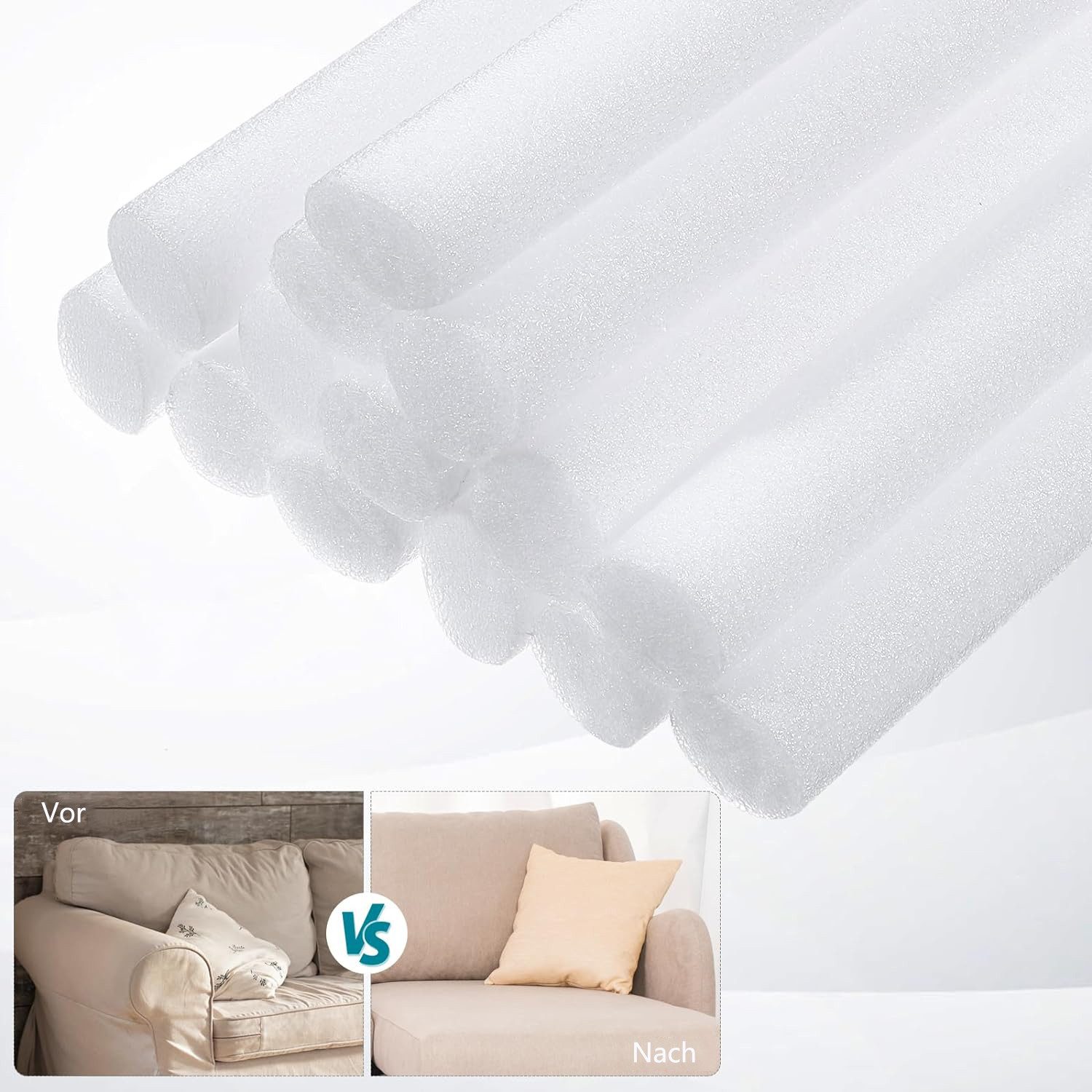 Minicloss Sofabezug 14 Stück Rutschfester Schaumstoff-Stangen, feste Stangen, elastische Schaumstoffstäbe für Sofa, Couch, Schonbezug – Bild 3 von 5