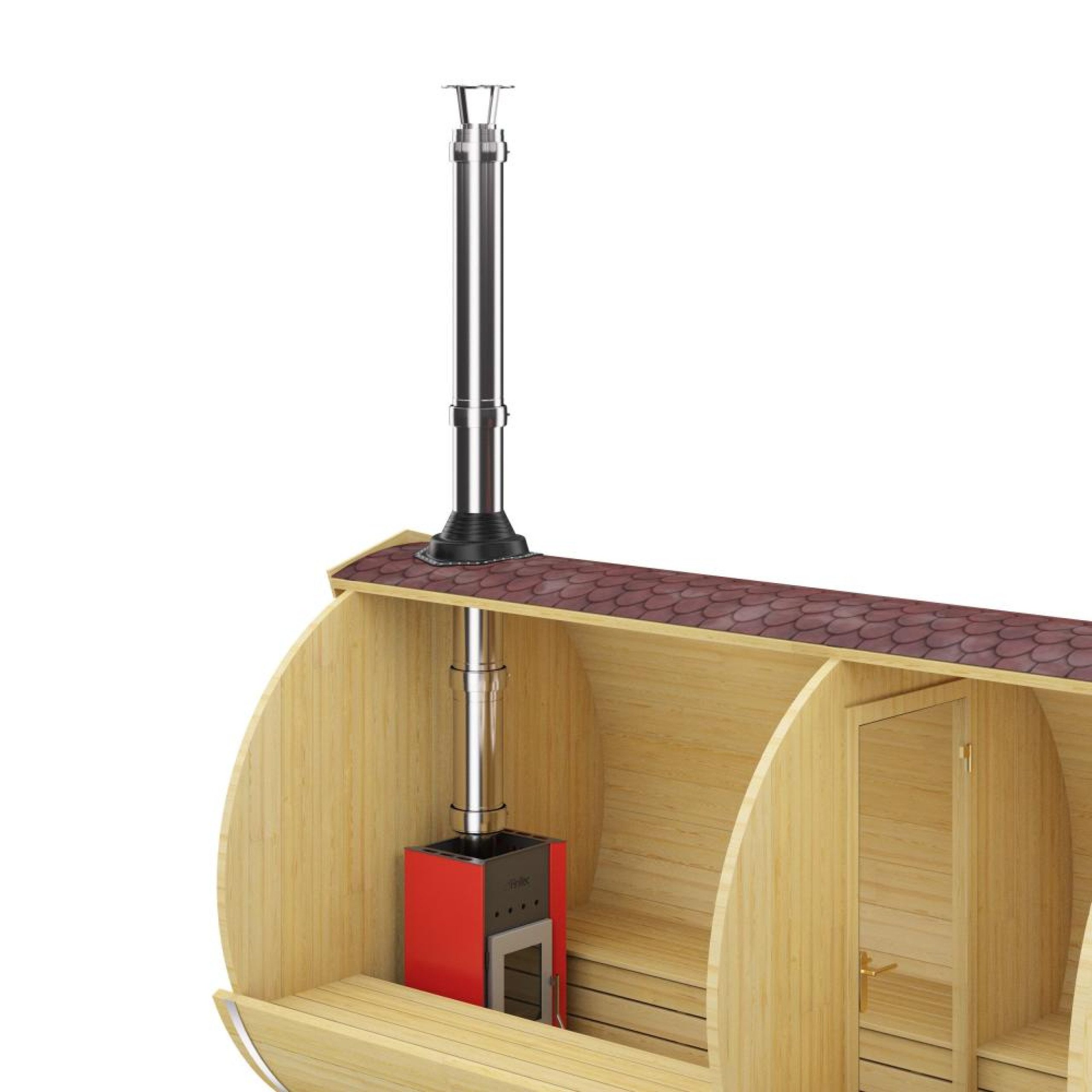FinTec Saunaofen Fintec Edelstahl Außenkamin CHIMNEY + Strahlblech für holzbefeuerte