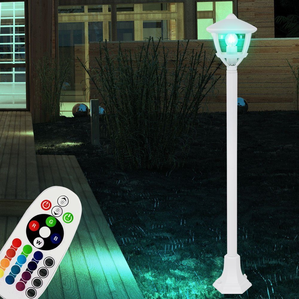 etc-shop LED Außen-Stehlampe, Leuchtmittel inklusive, Warmweiß, Farbwechsel, Außen Steh Lampe weiß Garten Wege Beleuchtung ALU Sockel Leuchte im