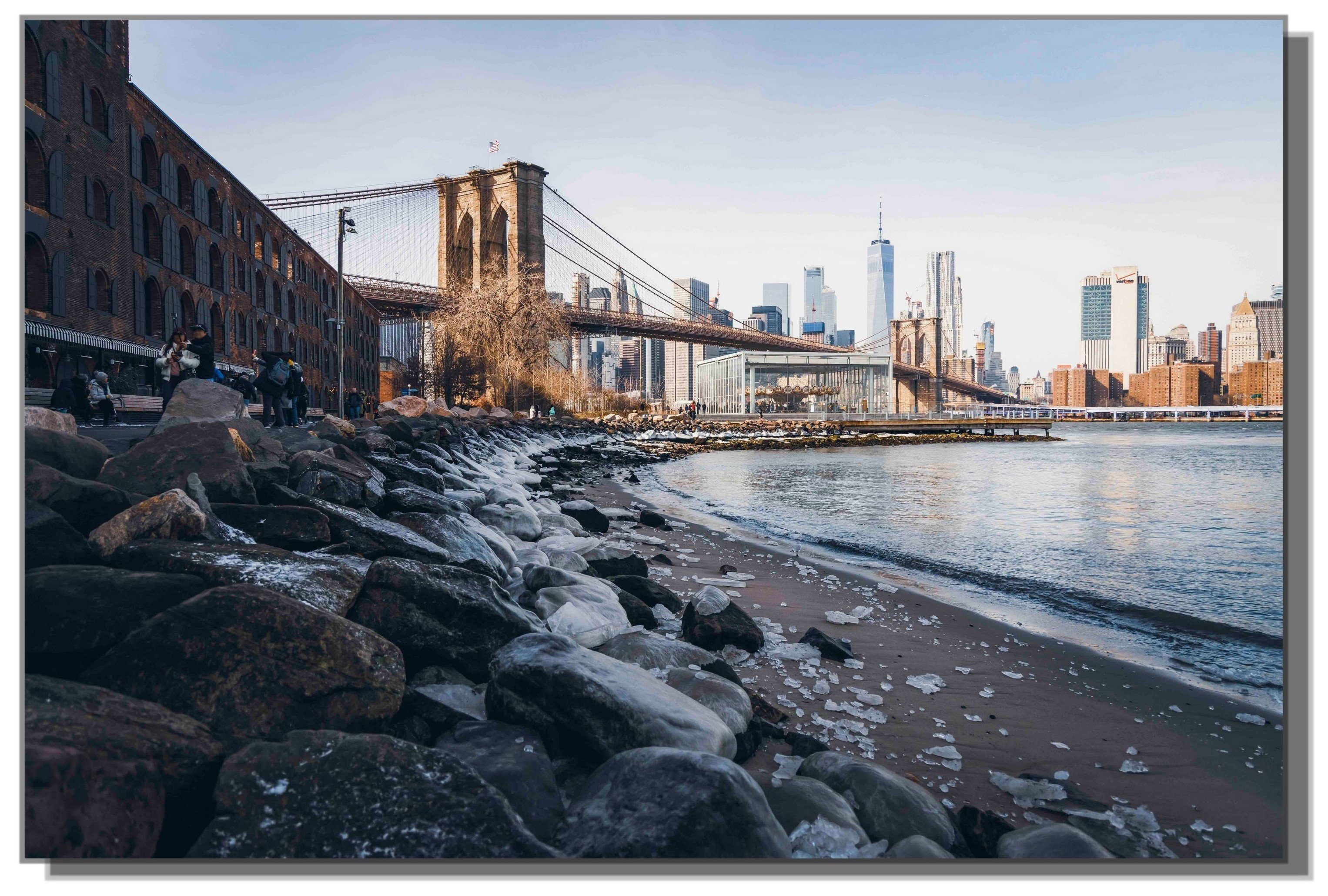 Victor (Zenith) York, Bridge Glasbild Winter, Städte, Wohnzimmer für Brooklyn New Bilder Glasbilder ideal Schlafzimmer & im