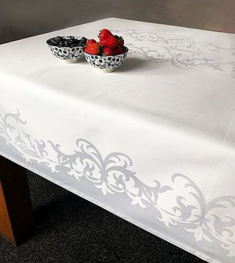 Libusch® Tischdecke DAMAST-Tischdecke Prinzipal, weiß, ornamentales Muster, Größe wählbar (1-tlg), Jacquardgewebe