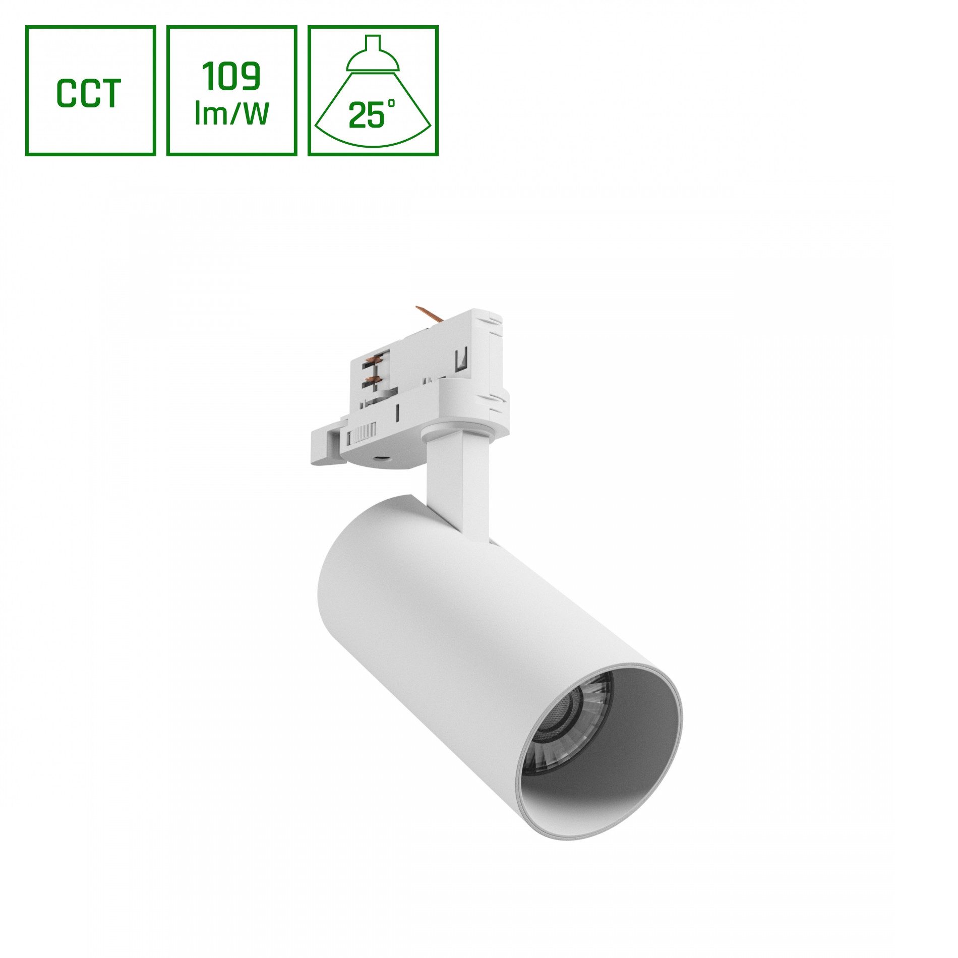 Schienensystem-Leuchten LED 3-Phasen Stromschienenstrahler 16W 1750 lm weiß 25° 2700-6000K CCT