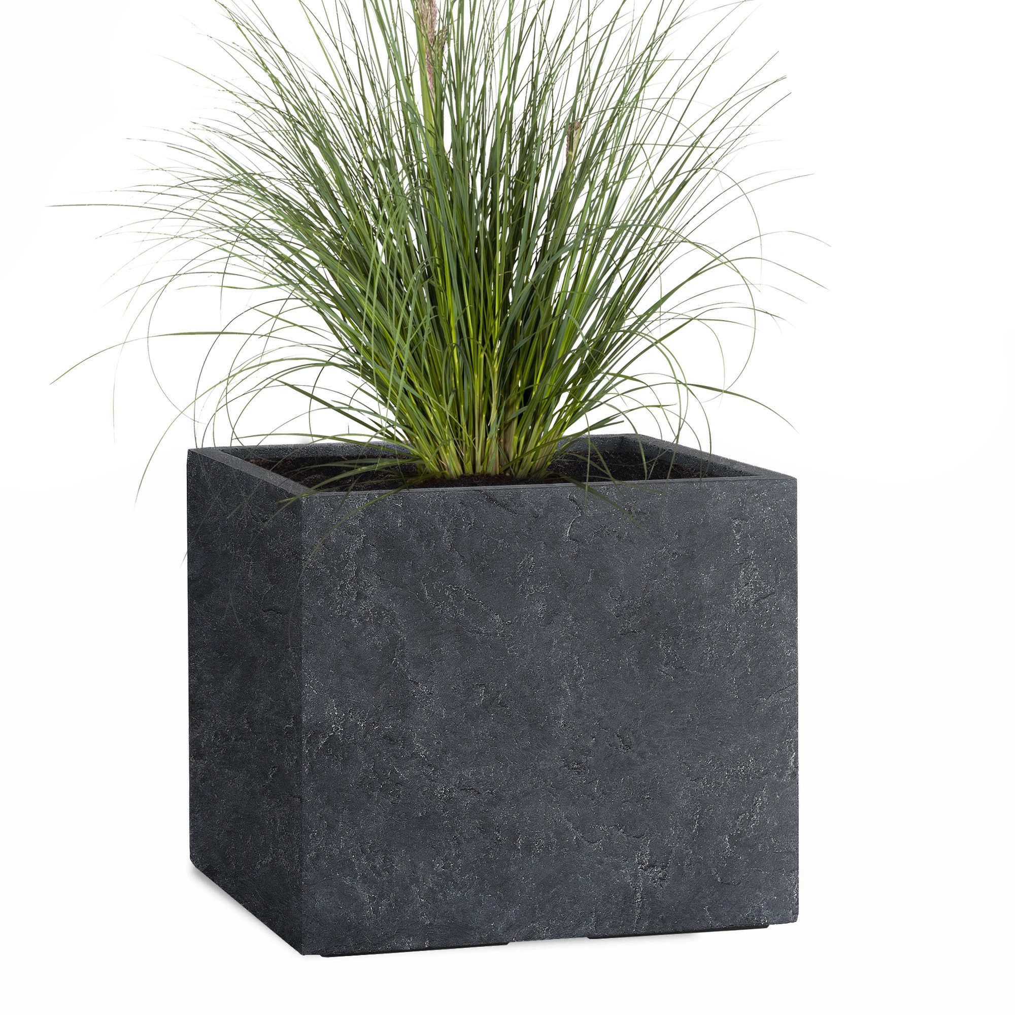 Pflanzwerk® Pflanzkübel CUBE Premium Fiberglas Blumenkübel Frostbeständig mit Lotus-Effekt, Lotus-Effekt - Handgefertigt - Eckig - Frostbeständig