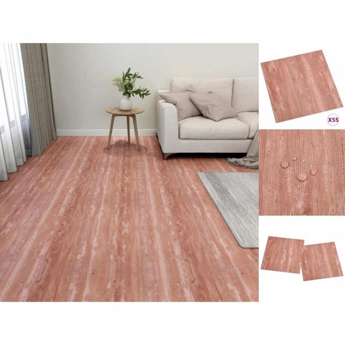 vidaXL Laminat PVC Laminatböden Selbstklebend Dielen Bodenbelag Boden Fliesen 55 Stk 5 11 m² Rot Vinylboden Bodenbelag Fußboden Vinyl