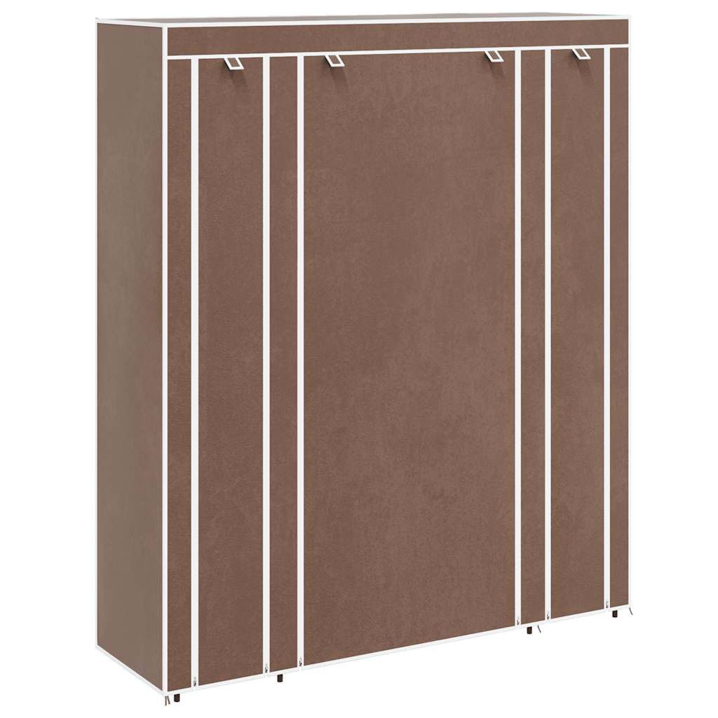 Stoffschrank Stoffschrank mit Fächern und Stangen 45×150×176 cm Braun