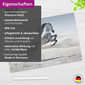 cover-your-desk.de Schreibtischunterlage abwaschbar - weißes Pferd - aus premium Vinyl - Made in Germany, (1 tlg., abwischbar, Hergestellt in Deutschland)