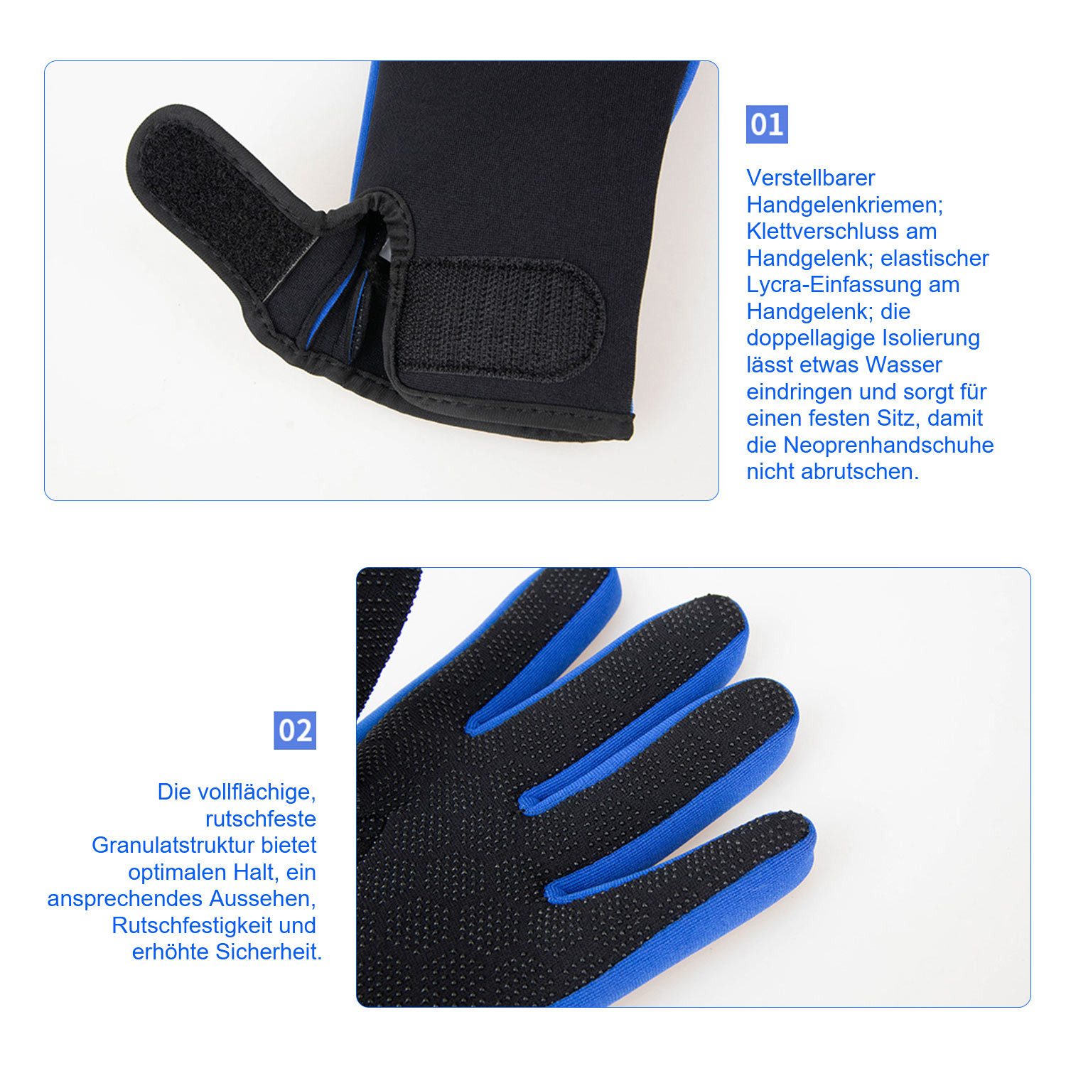 Refttenw Neoprenhandschuhe 1,5 mm warme Neopren Tauchhandschuhe,Surfhandschuhe,rutschfest