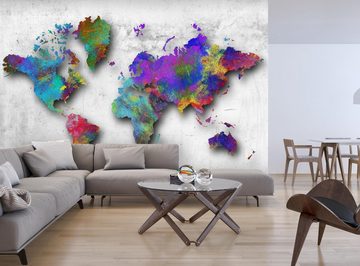 wandmotiv24 Fototapete Weltkarte in verschiedenen Farben, glatt, Wandtapete, Motivtapete, matt, Vliestapete