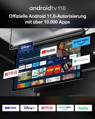 Ultimea Android TV 11.0 Netflix, Heimkino Portabler Projektor (1000 lm, 1920 x 1080 px, 4K Unterstützung, Dolby Audio, Tiefe Bässe, Tragegriffdesign, Tragbar)