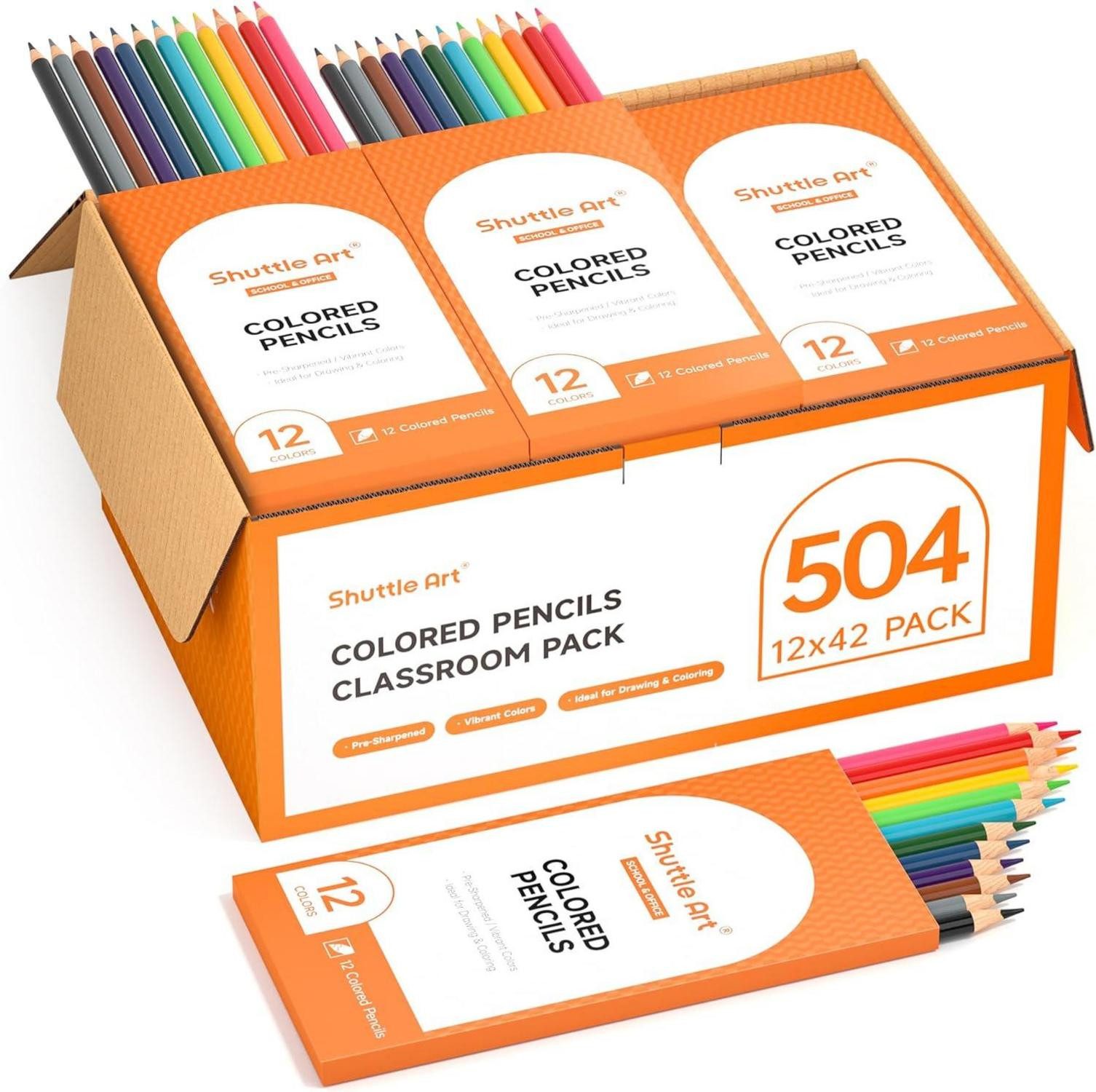 LuxusKollektion Buntstift Buntstifte Set 504 Kinder Farbstifte 12 Farben Holzstifte Großpackung