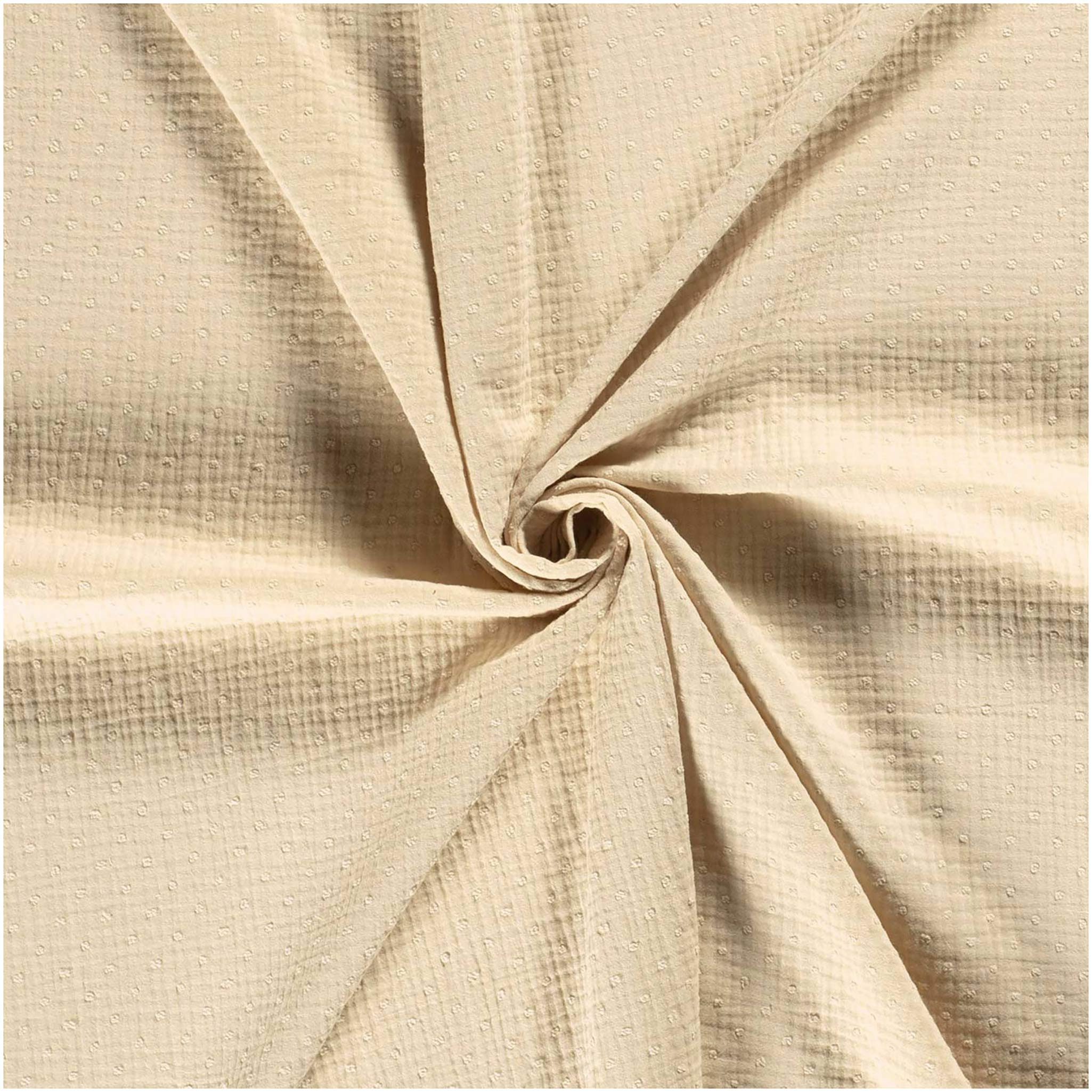 maDDma Stoff Musselin-Stoff gepunktet ab 50x130cm uni Double Gauze Mulltuch, 151 - vanille