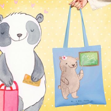 Mr. & Mrs. Panda Tragetasche Nachhilfelehrerin Mathe Herz - Sky Blue - Geschenk, Dankeschön, Beute (1-tlg), Modisches Design