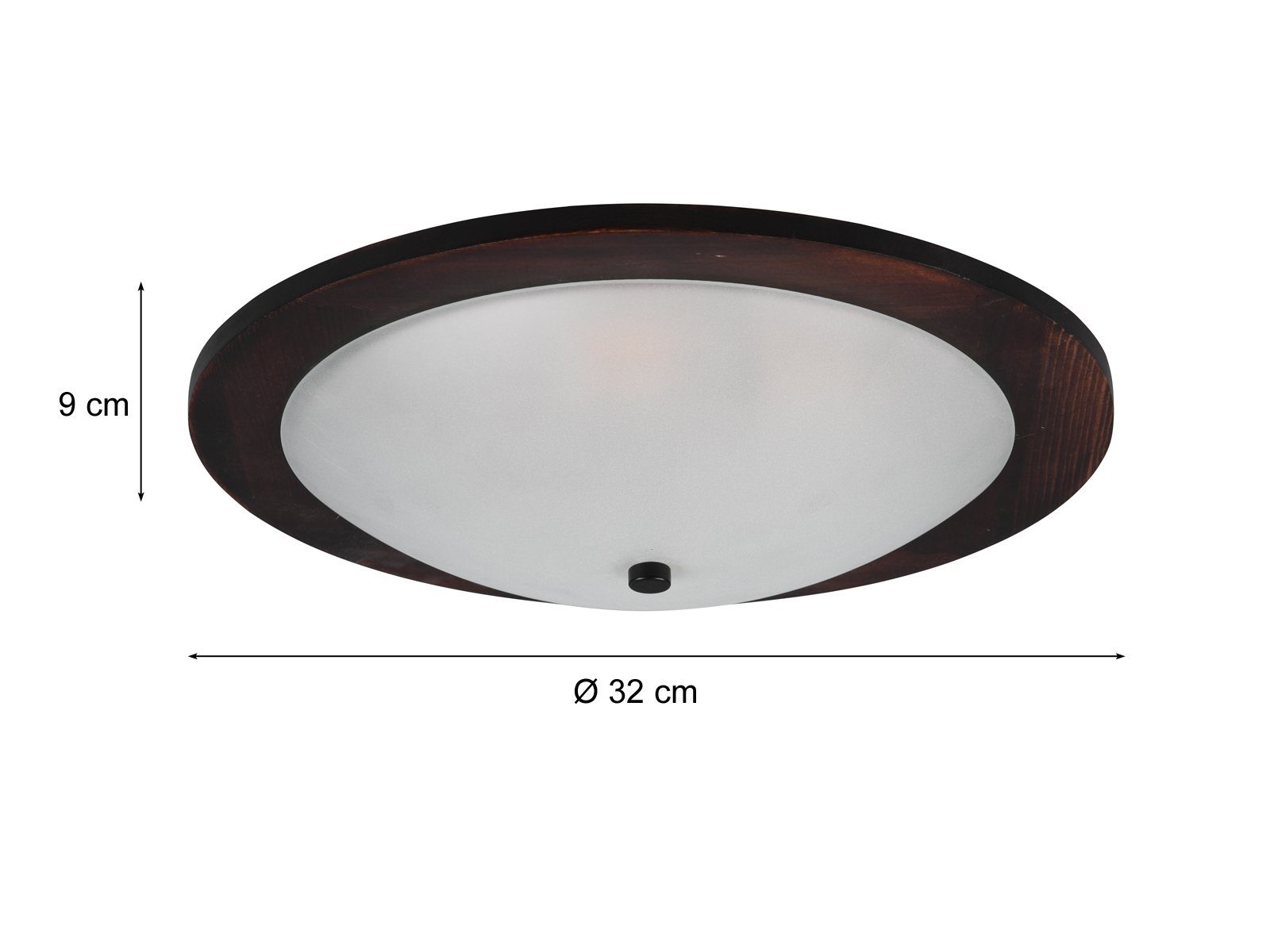 Ø32cm LED Deckenleuchte, meineWunschleuchte Warmweiß, Holz-lampe rund-e Braun LED Braun/ wechselbar, Design-klassiker Holz Deckenschalen Weiß rustikal,